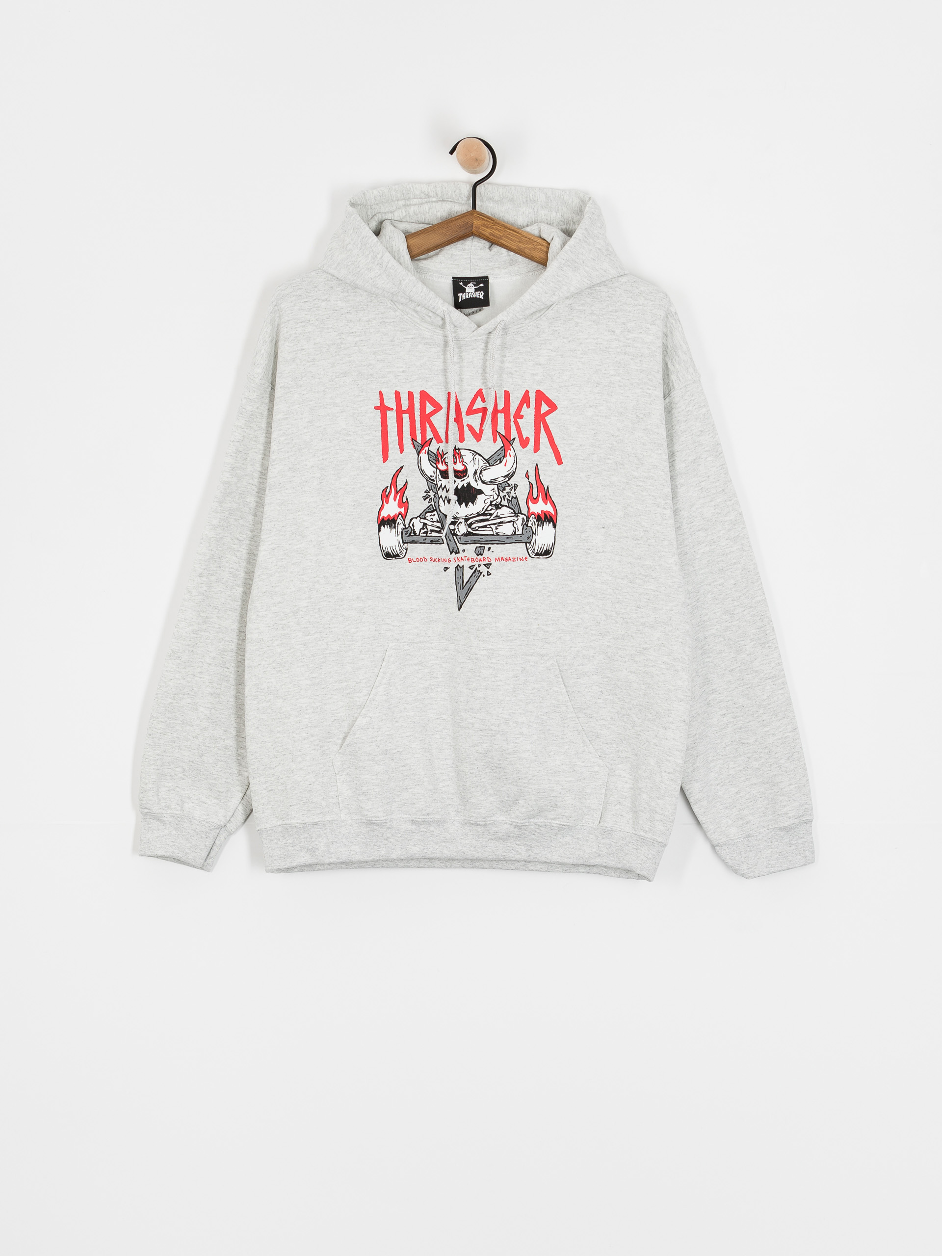Thrasher X Toy Machine Monster Gram HD Kapucnis pulóver (ash grey)
