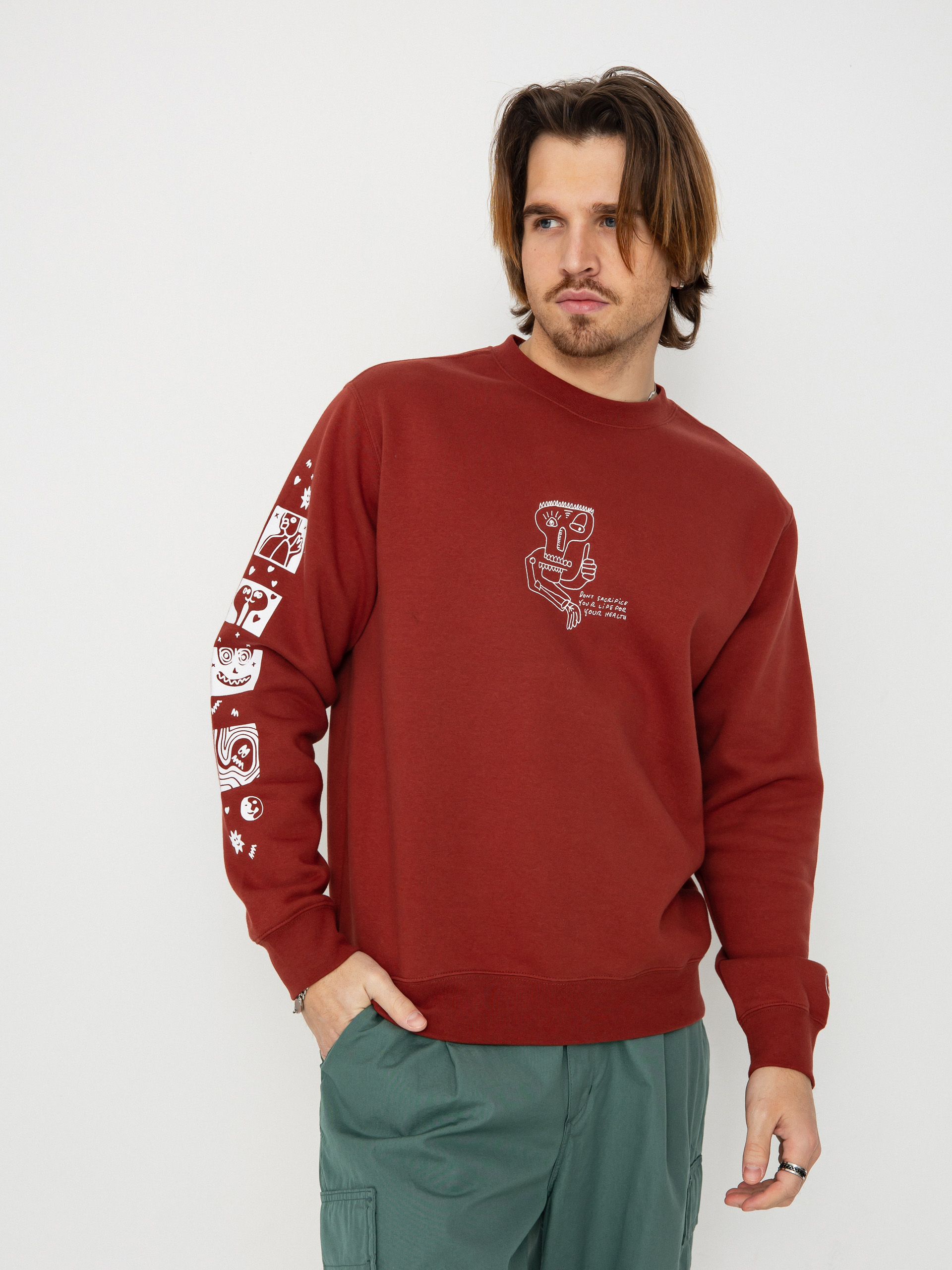 Volcom Essential Crew Thermo pulóver (redwood)