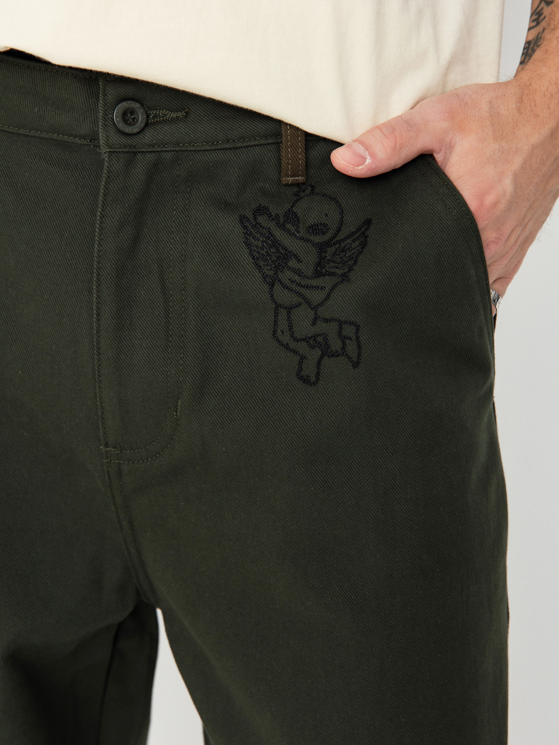 Kisnadrág RipNDip Mother Nerm Twill (dark olive)
