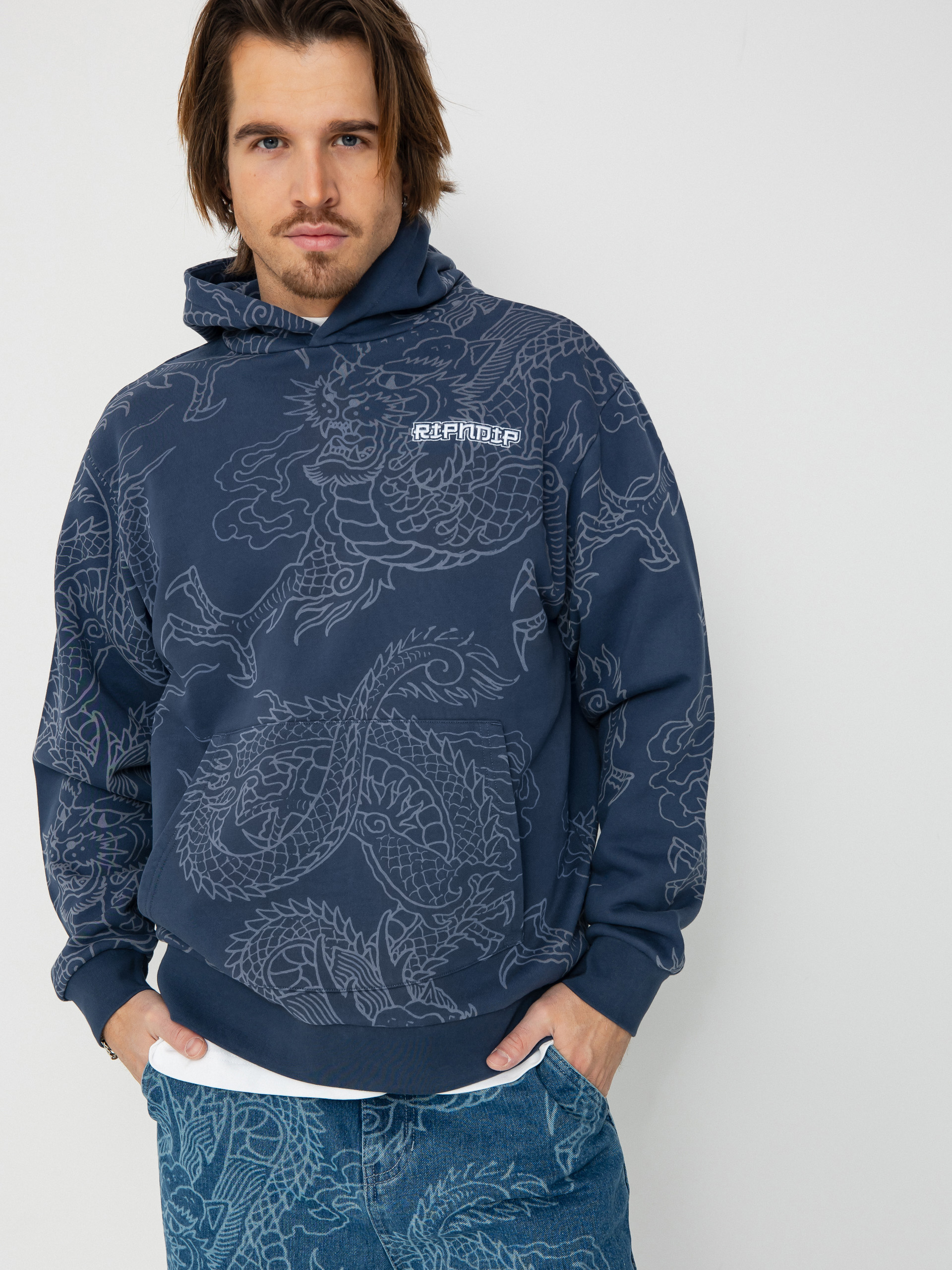 Kapucnis pulóver RipNDip Haku HD (navy)