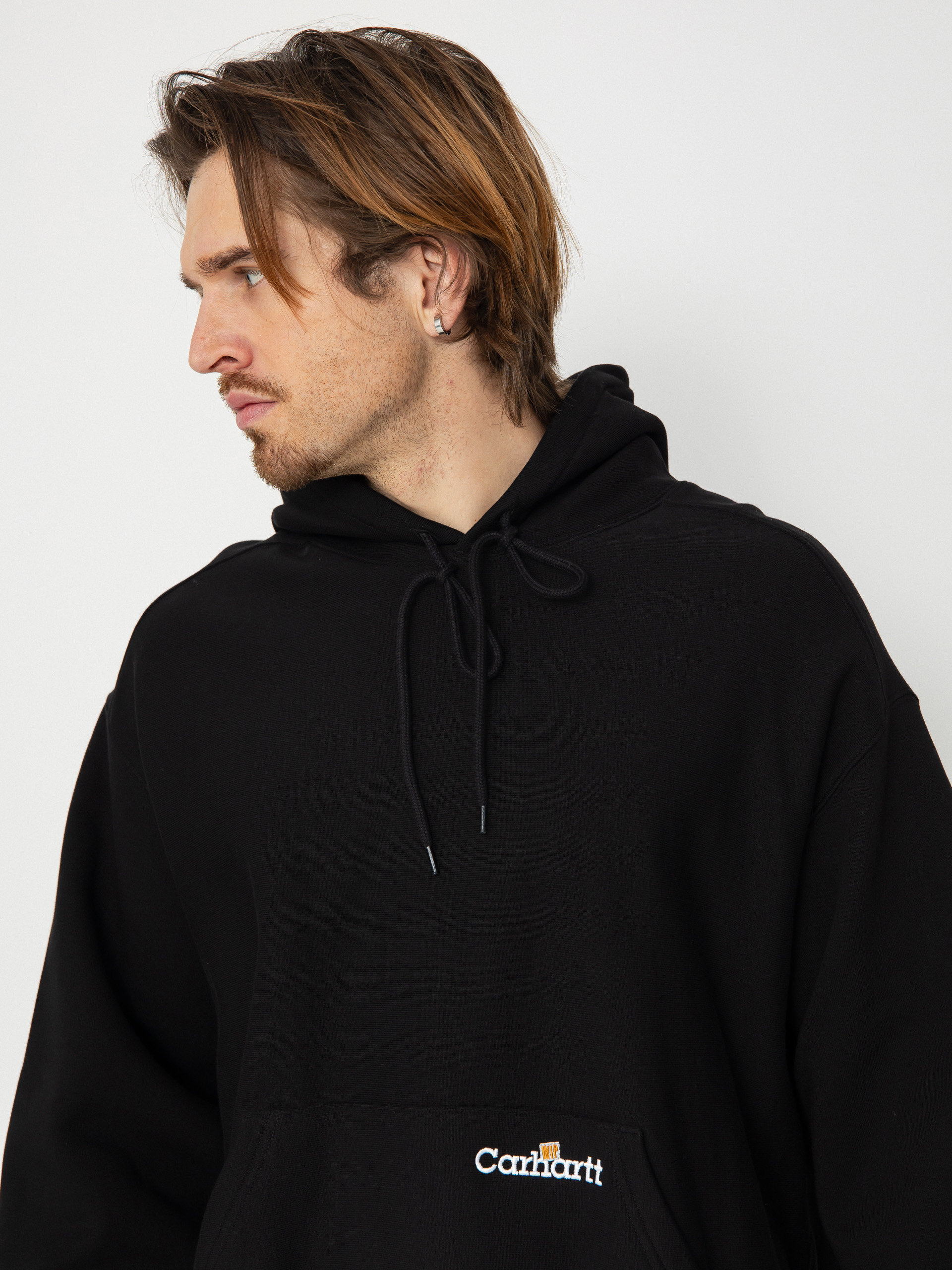 Carhartt WIP Label Script HD Kapucnis pulóver (black)