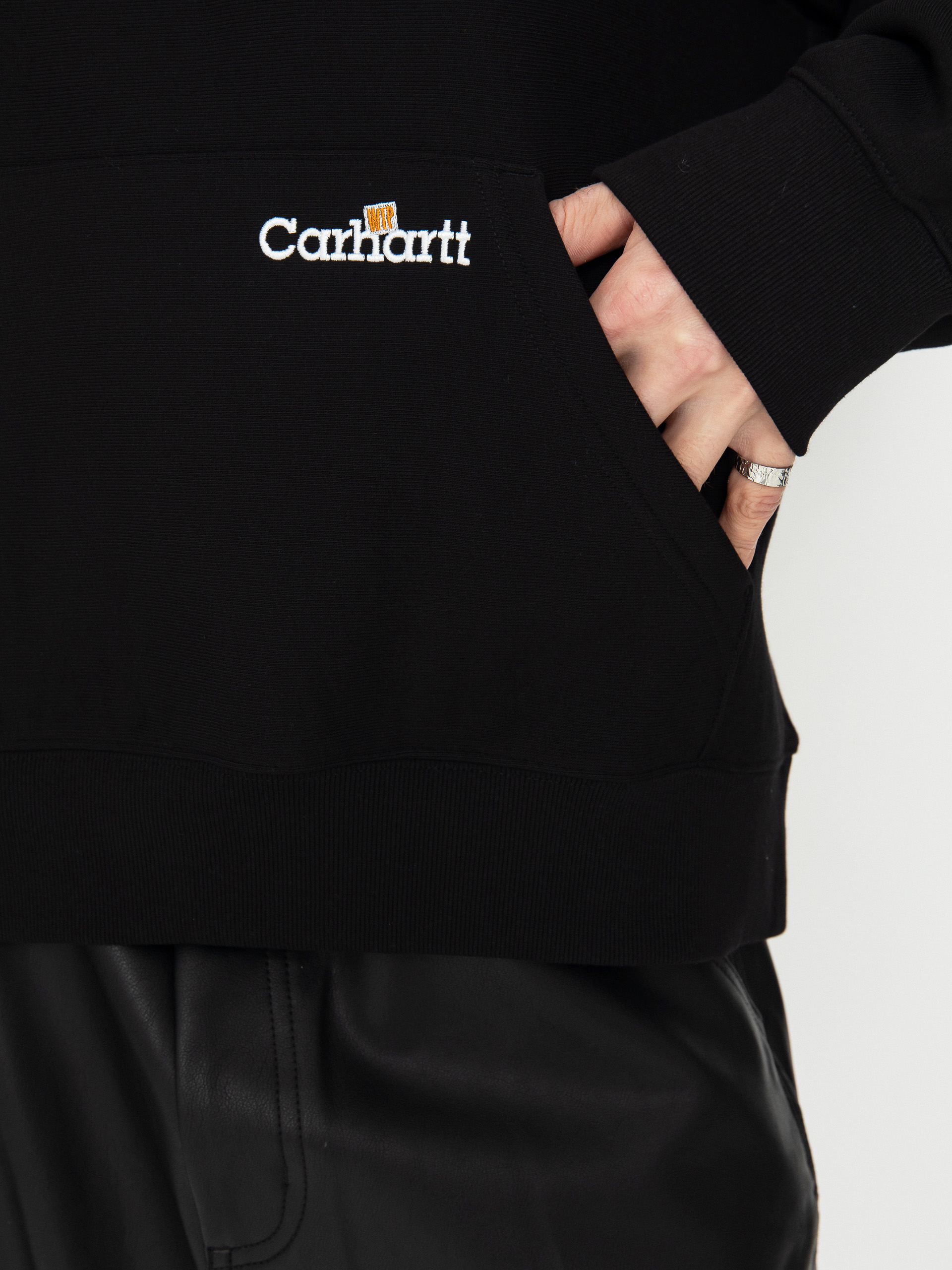 Carhartt WIP Label Script HD Kapucnis pulóver (black)