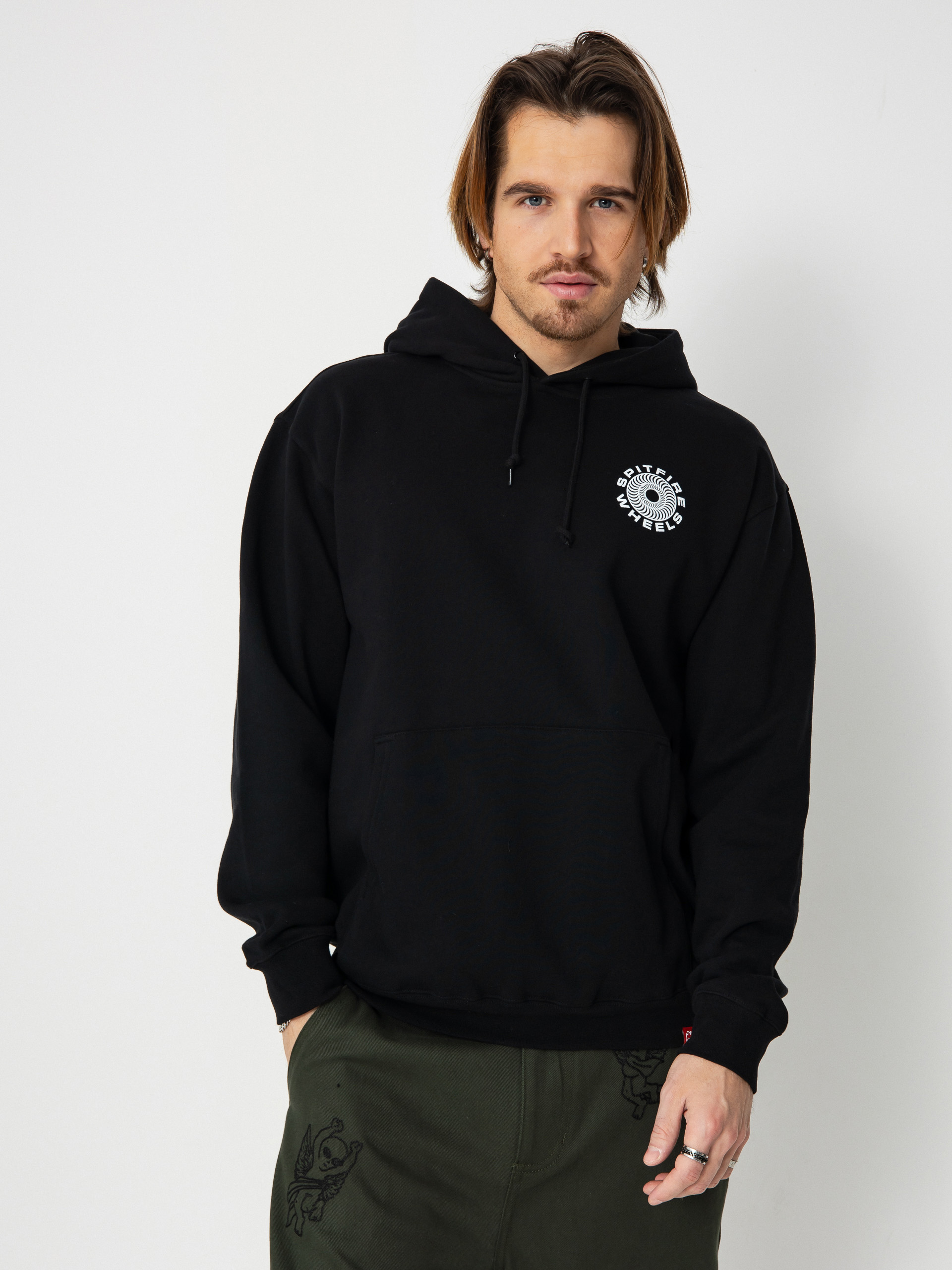 Kapucnis pulóver Spitfire Cls 87 Swirl HD (black/white)