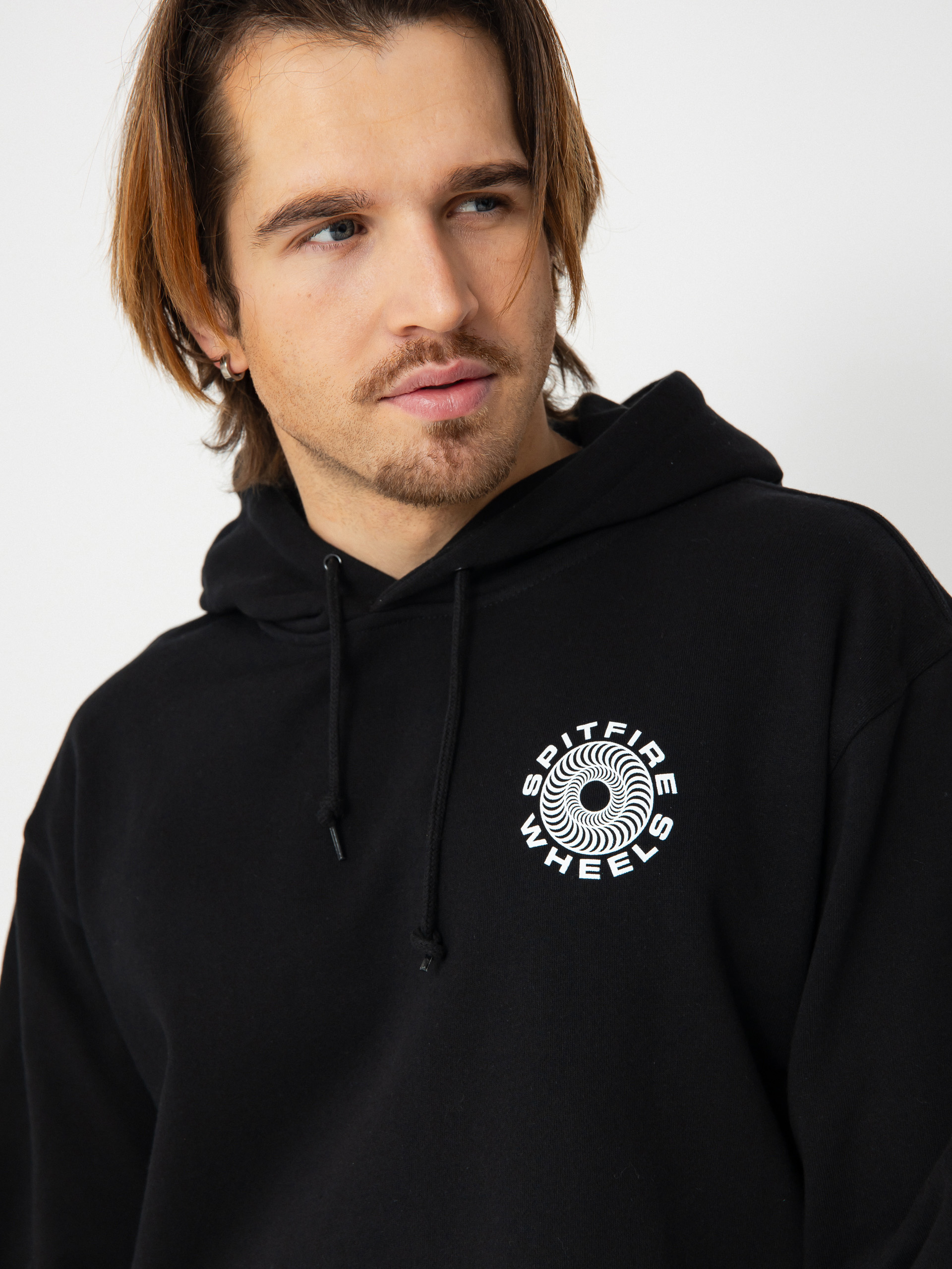 Kapucnis pulóver Spitfire Cls 87 Swirl HD (black/white)