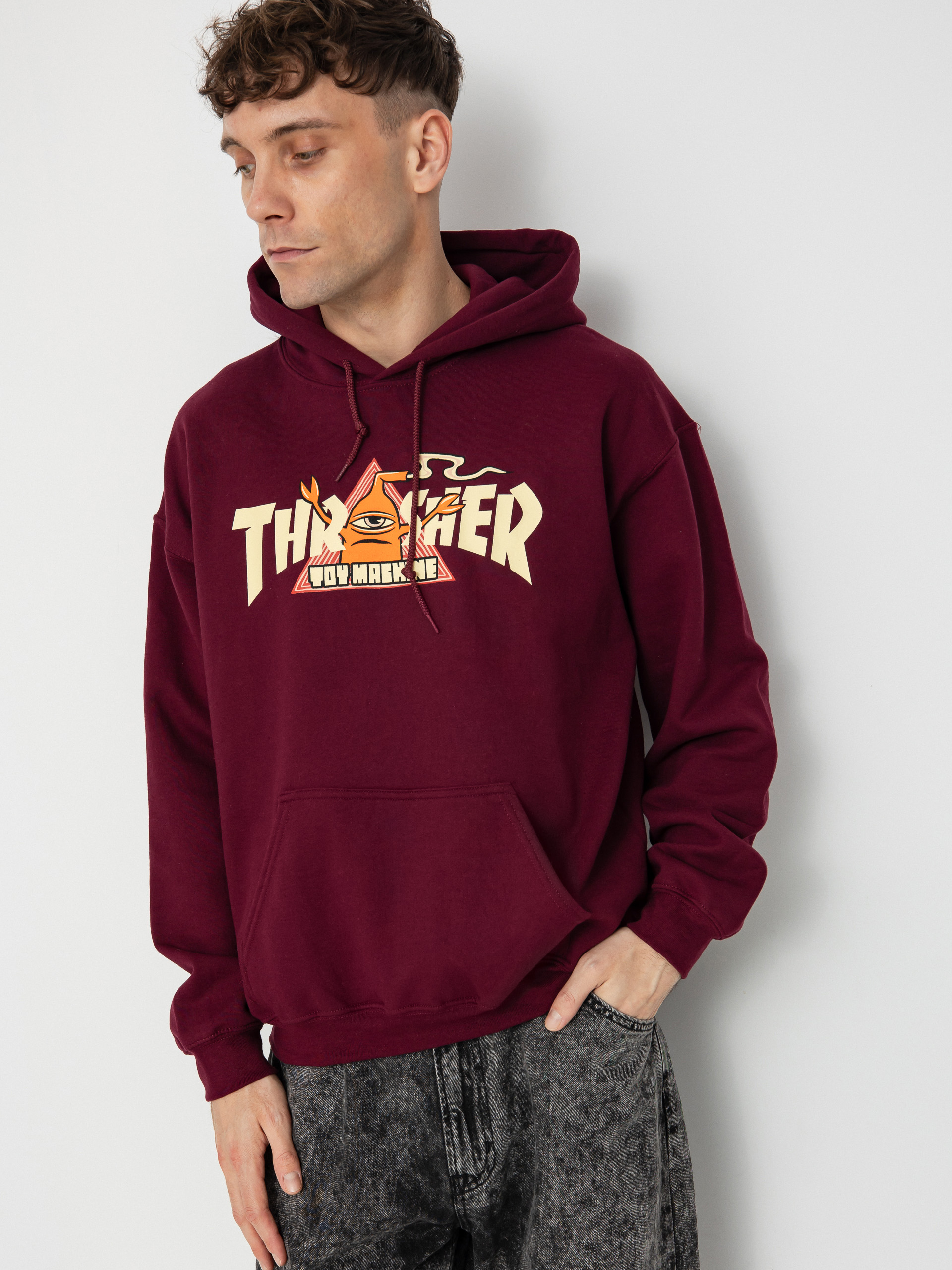 Thrasher X Toy Machine Vortex HD Kapucnis pulóver (maroon)