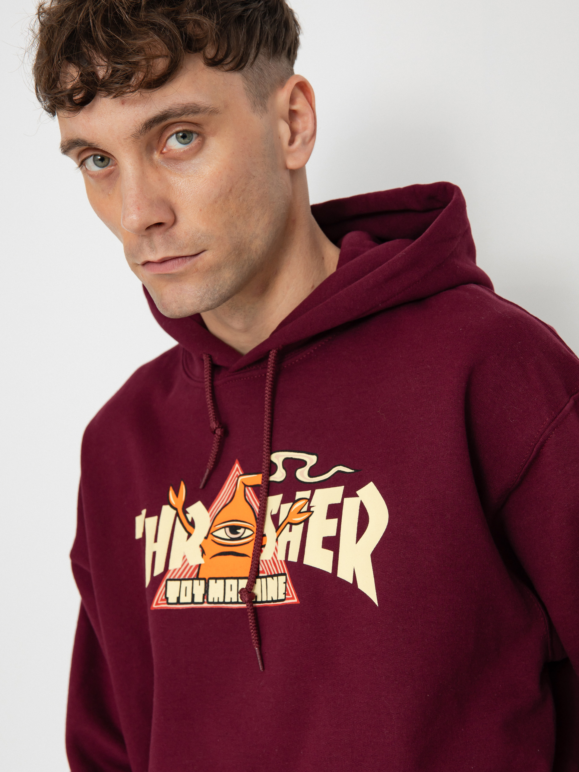 Thrasher X Toy Machine Vortex HD Kapucnis pulóver (maroon)