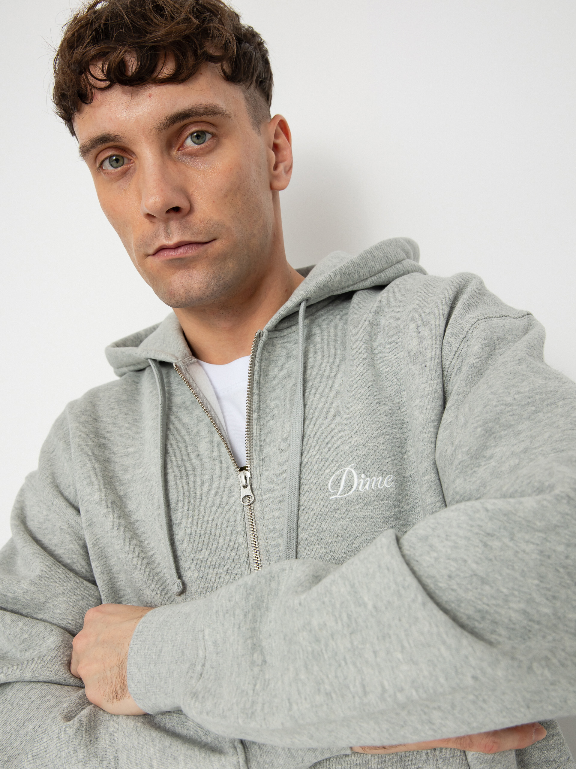 Dime Cursive Small Logo ZHD Kapucnis pulóver (heather gray)