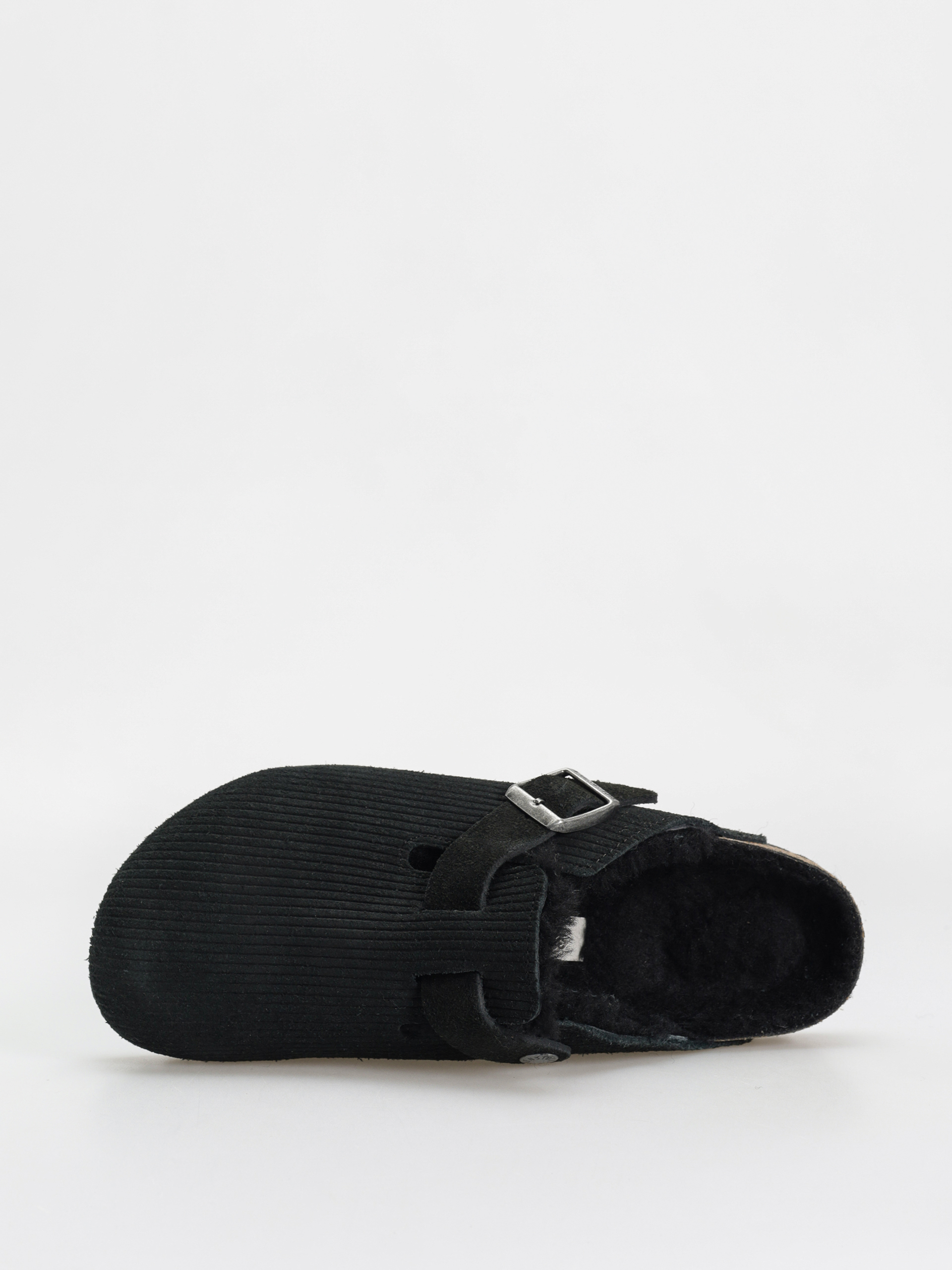 Birkenstock Boston VL Fell Suede Leather Fur Narrow Wmn Flip-flop papucsok (corduroy black)