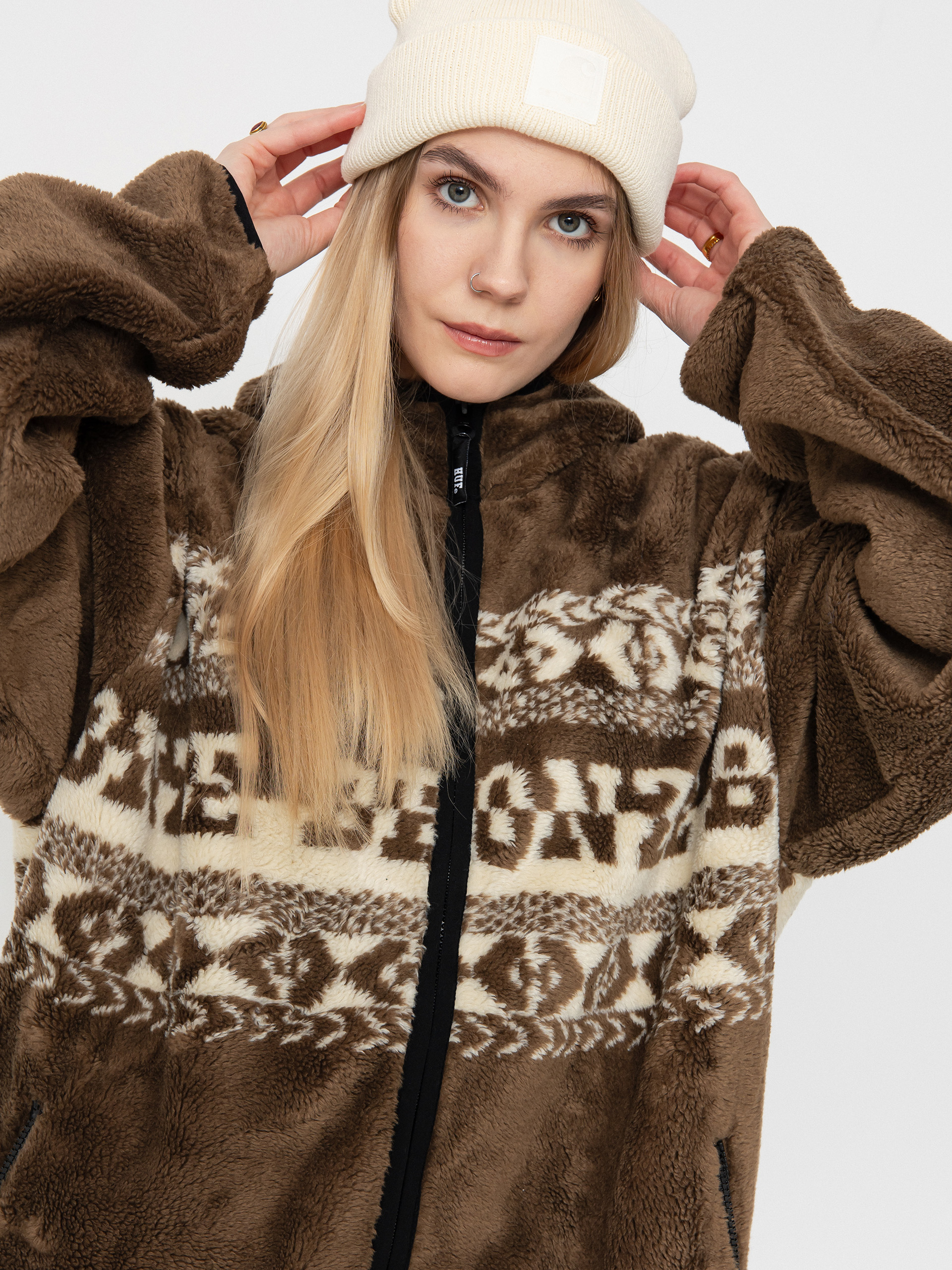 Férfi Polár pulóver HUF X Bronze High Pile (brown)