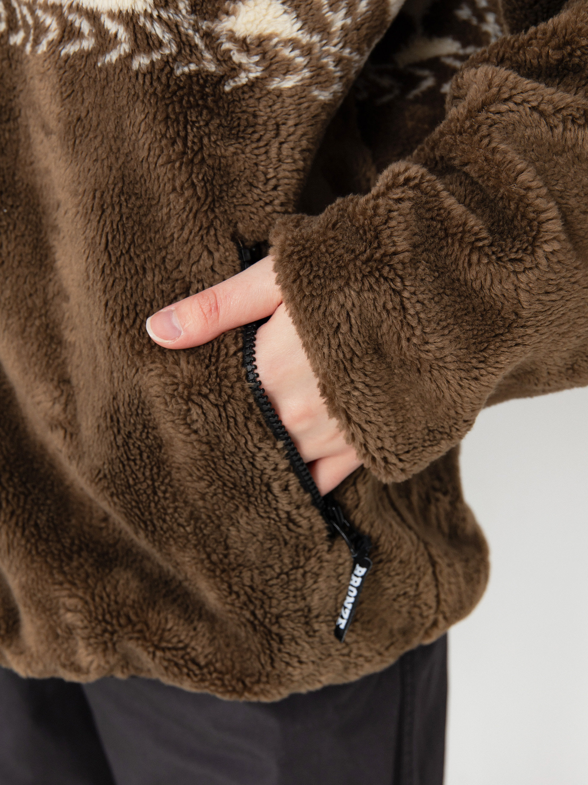 Férfi Polár pulóver HUF X Bronze High Pile (brown)