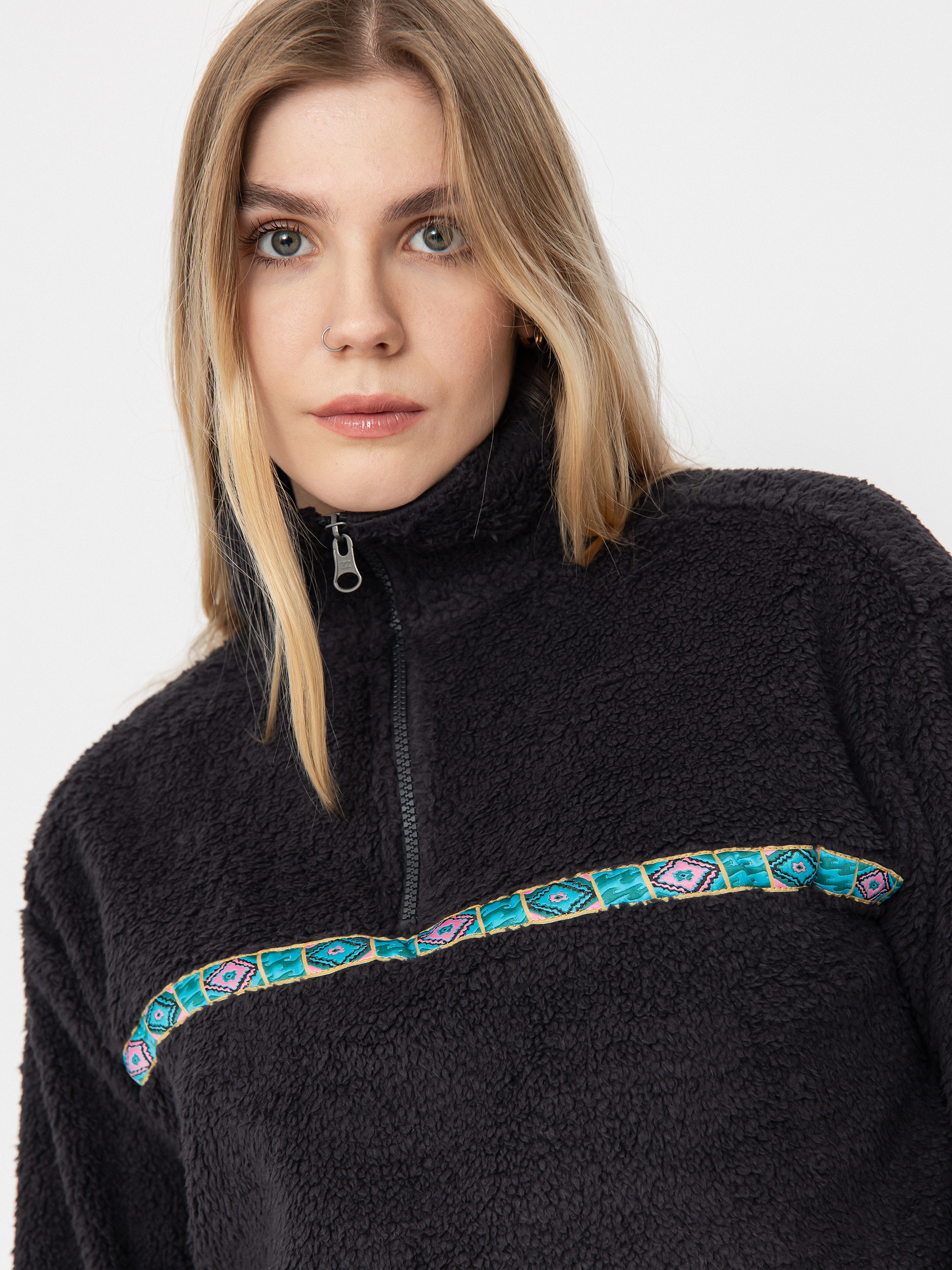 Női Billabong Holiday Cropped Polár pulóver (black sands)