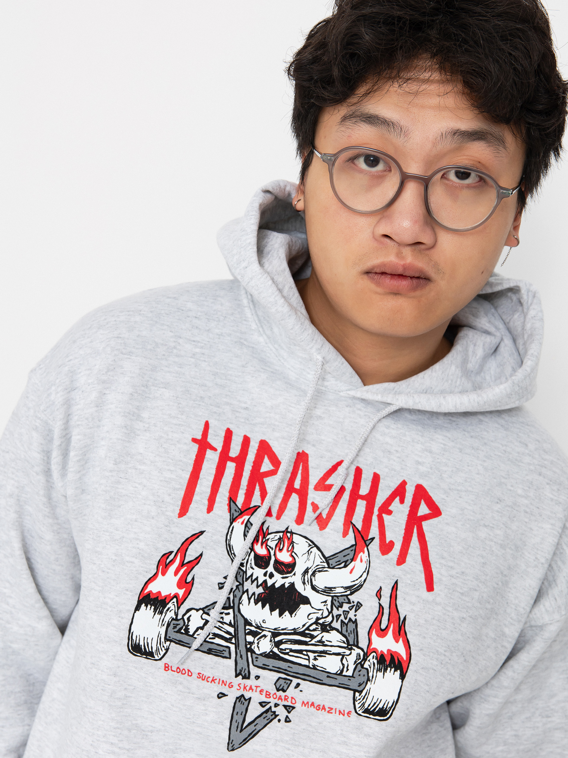 Thrasher X Toy Machine Monster Gram HD Kapucnis pulóver (ash grey)