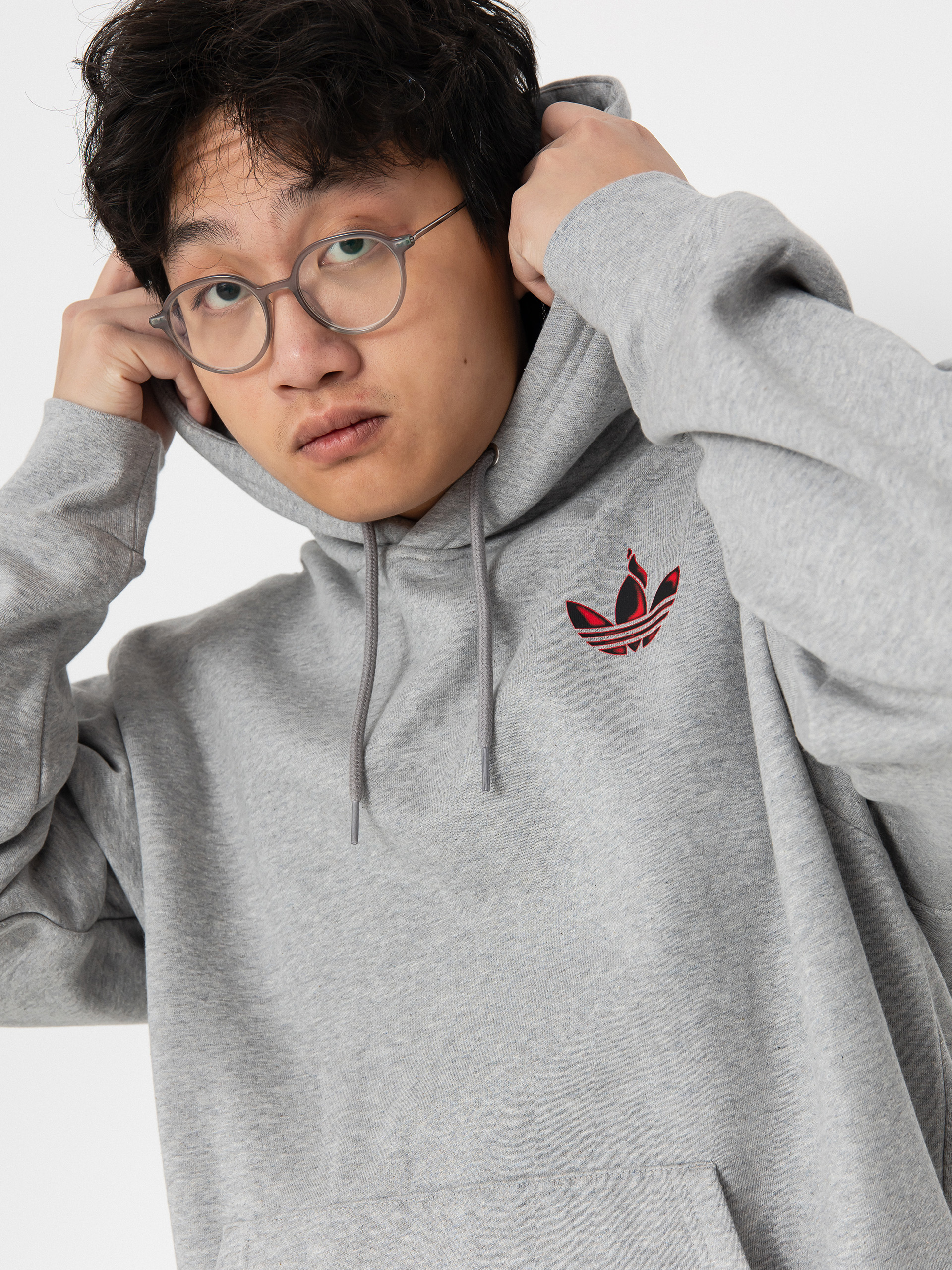 adidas Trf Trch HD Kapucnis pulóver (mgreyh/red)