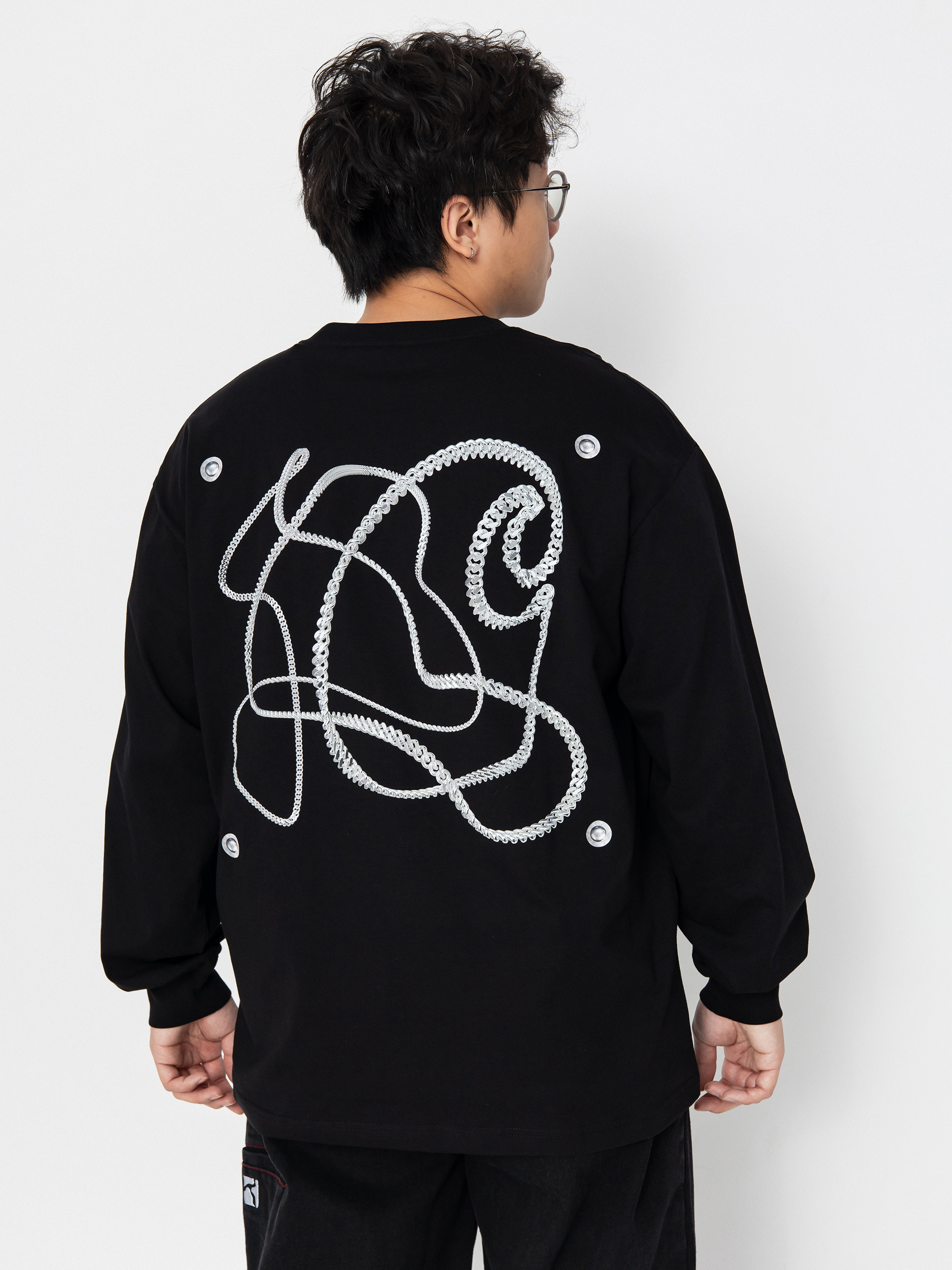 Carhartt WIP Chain Link Hosszu00fa ujju00fa felsu0151 (black/silver)