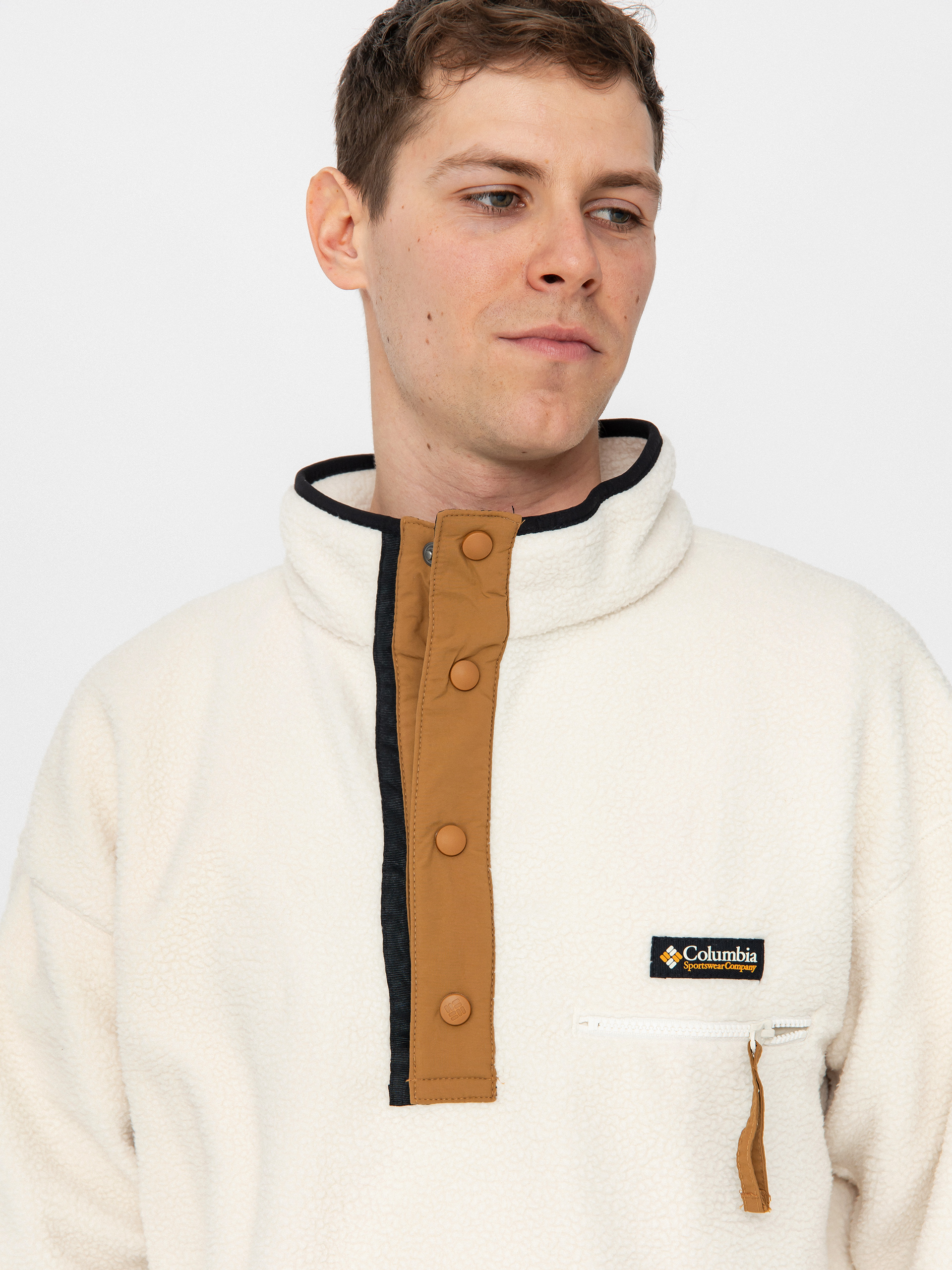 Férfi Columbia Helvetia II Half Snap Polár pulóver (chalk)