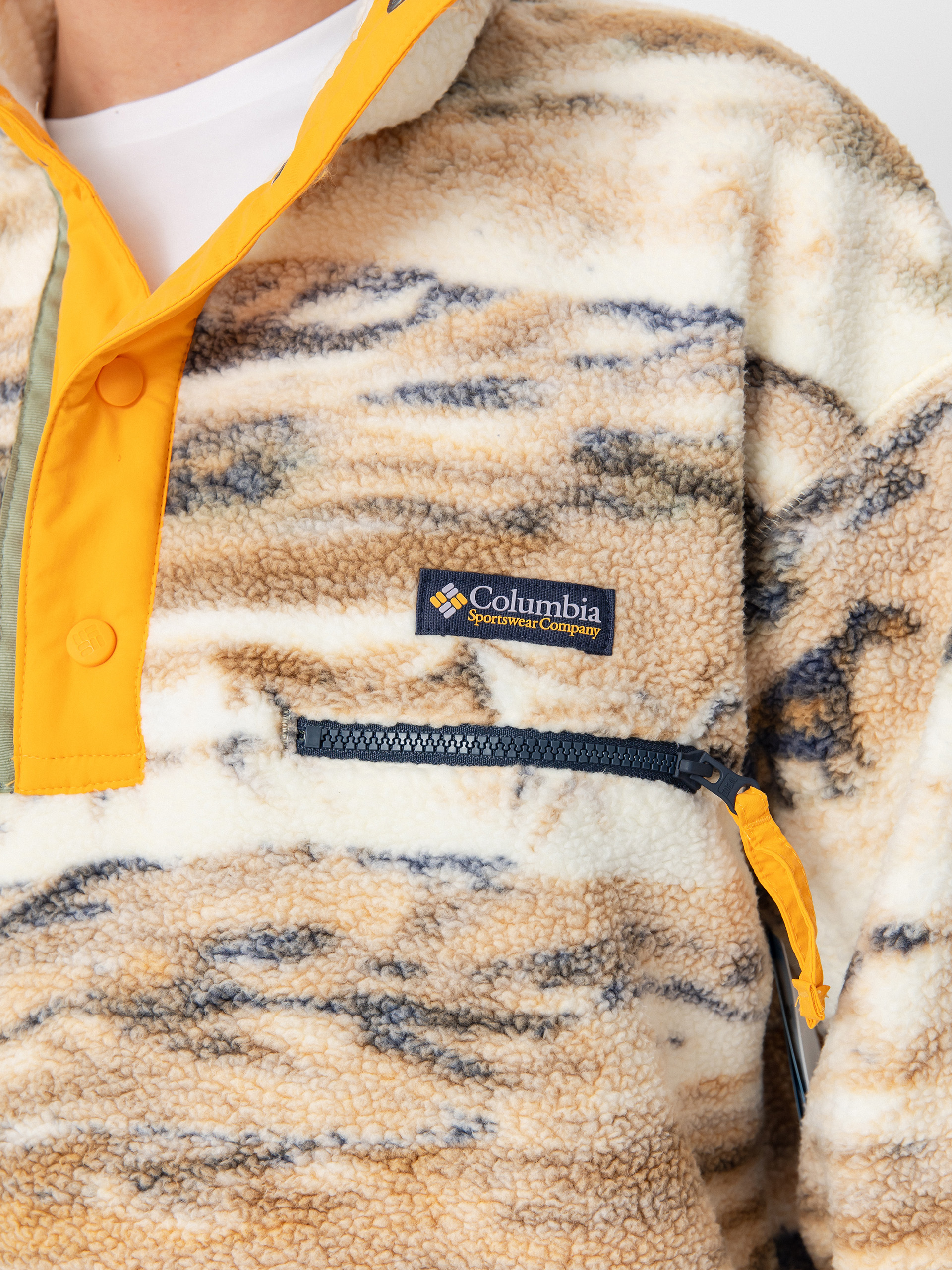 Férfi Columbia Helvetia II Printed Half Snap Polár pulóver (lemon wash roam)