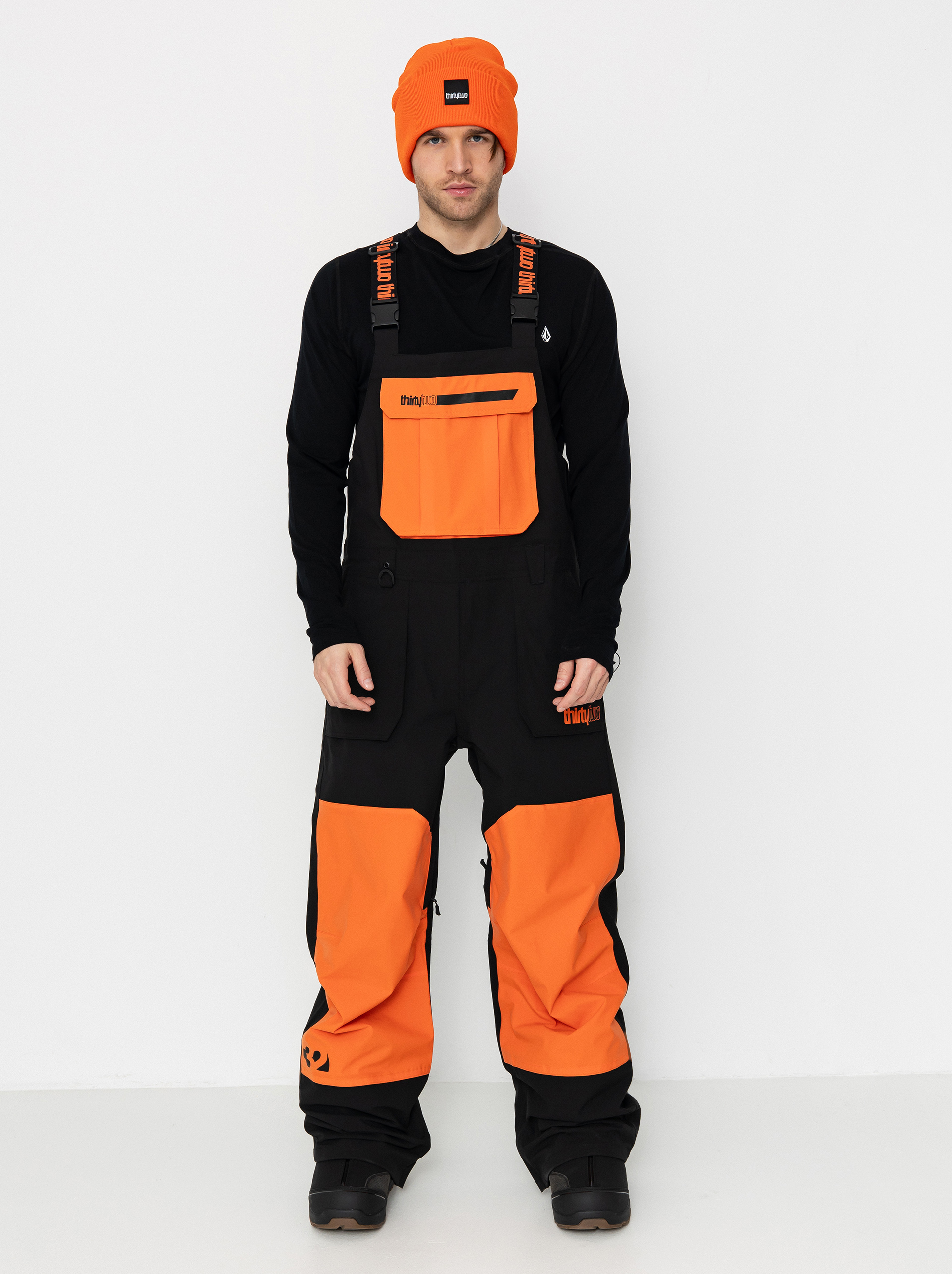 Snowboard nadrág ThirtyTwo Basement Bib (black/orange)