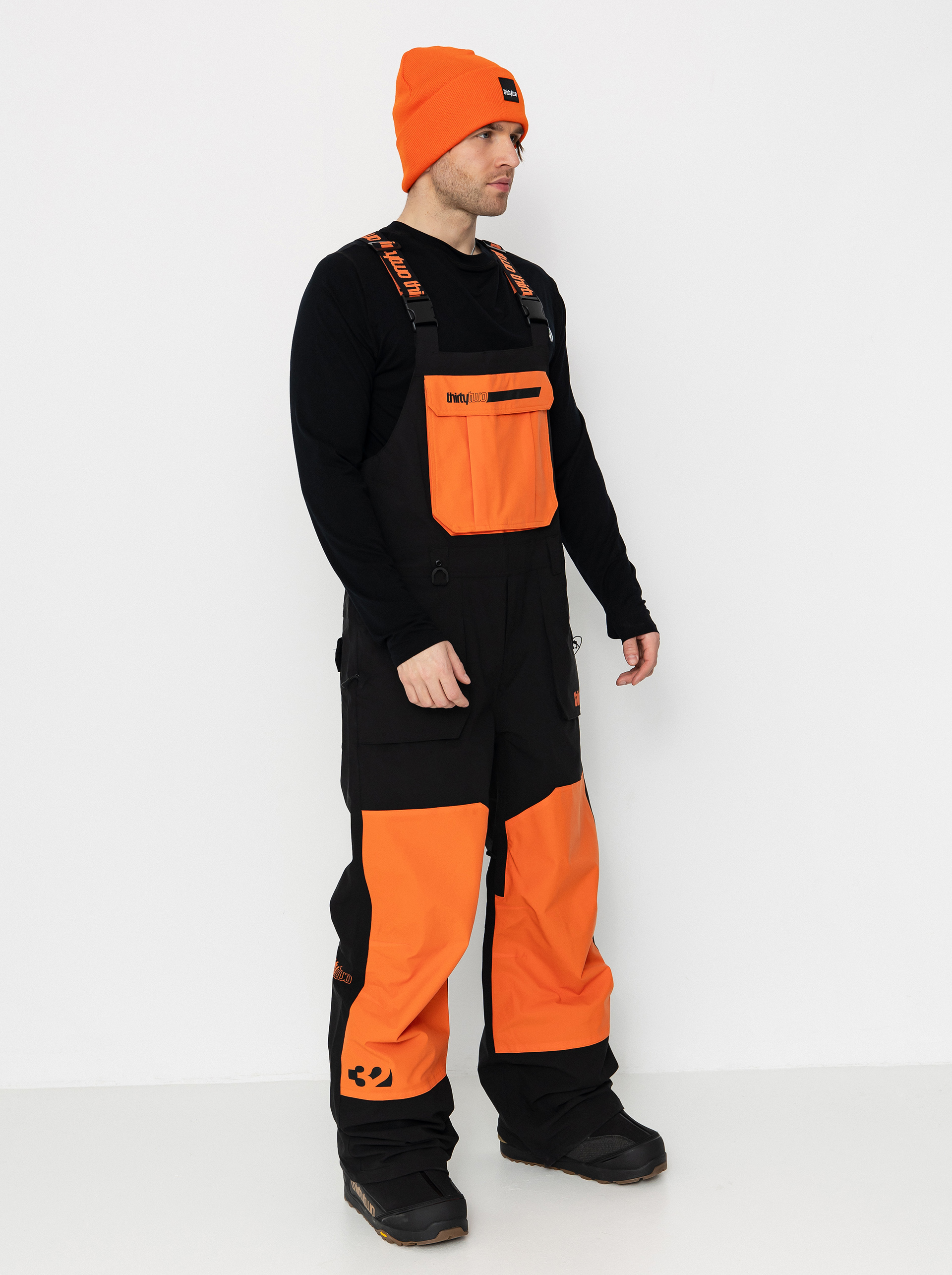 Férfi Snowboard nadrág ThirtyTwo Basement Bib (black/orange)