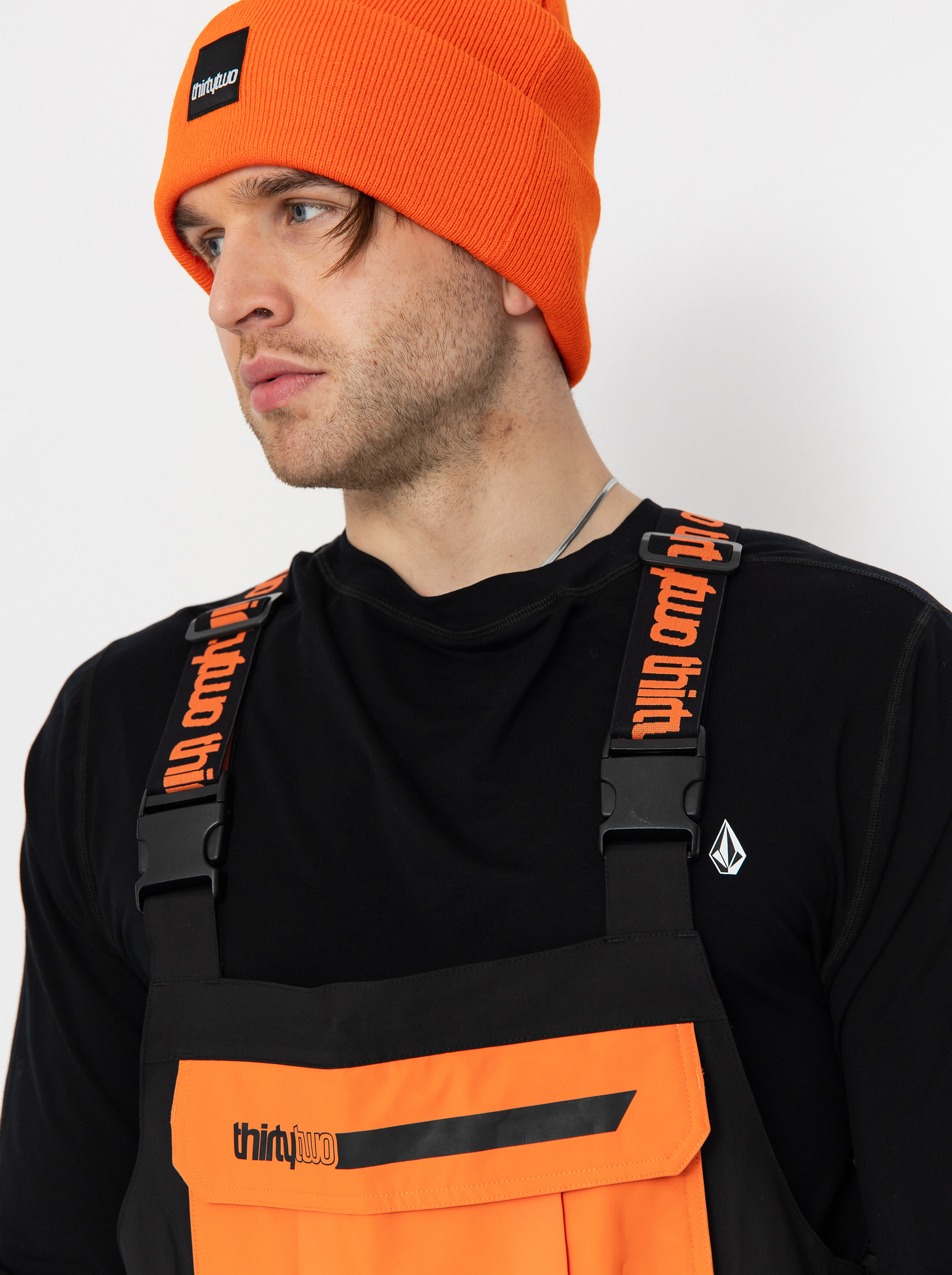 Férfi Snowboard nadrág ThirtyTwo Basement Bib (black/orange)