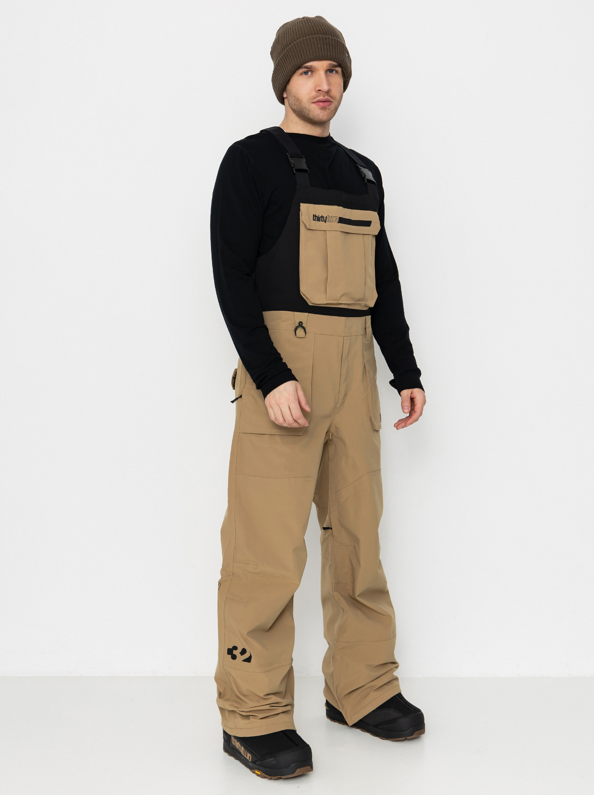 Férfi Snowboard nadrág ThirtyTwo Basement Bib (khaki)