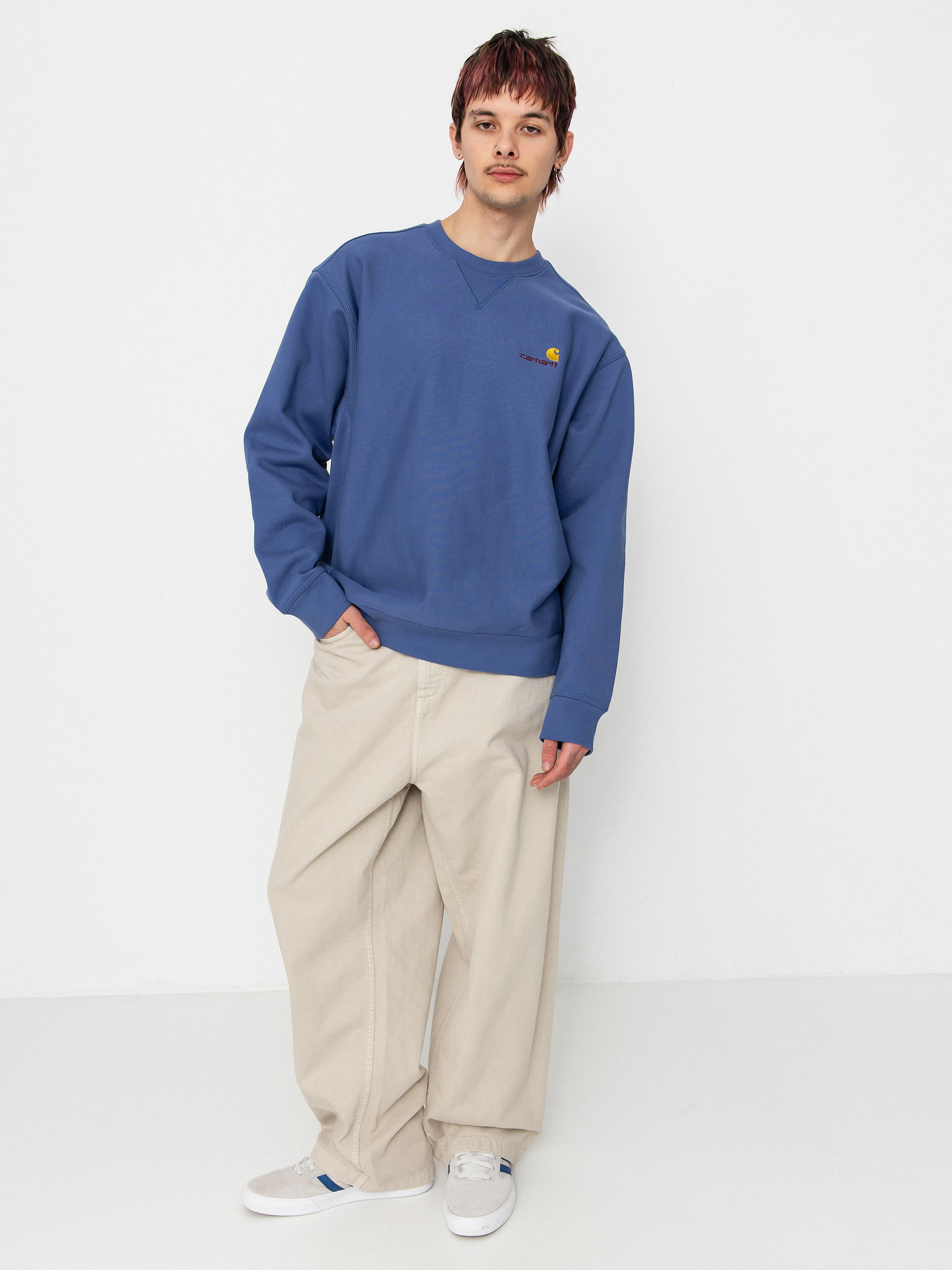 Carhartt WIP American Script Pulóver (blue iris)