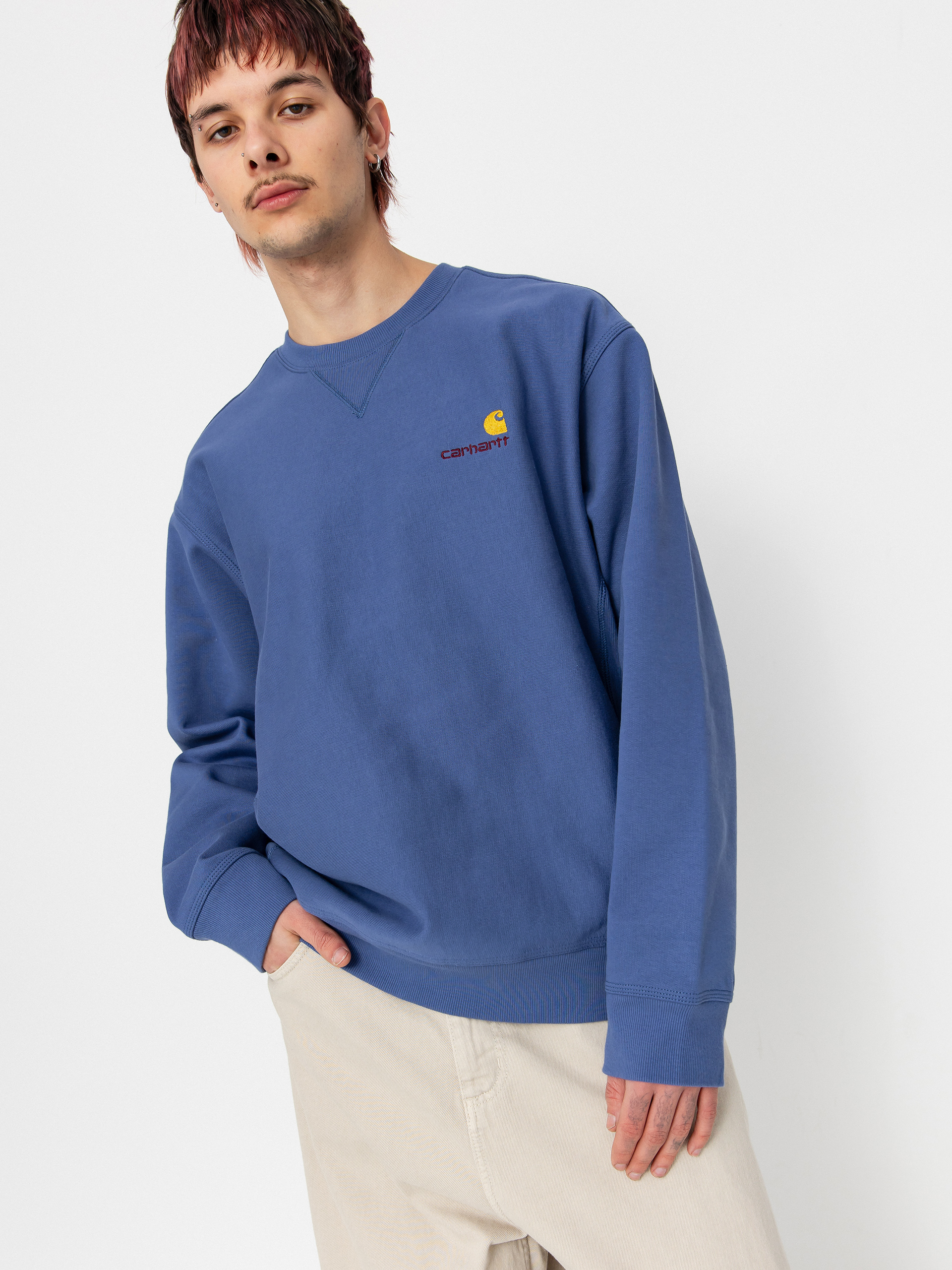 Carhartt WIP American Script Pulóver (blue iris)