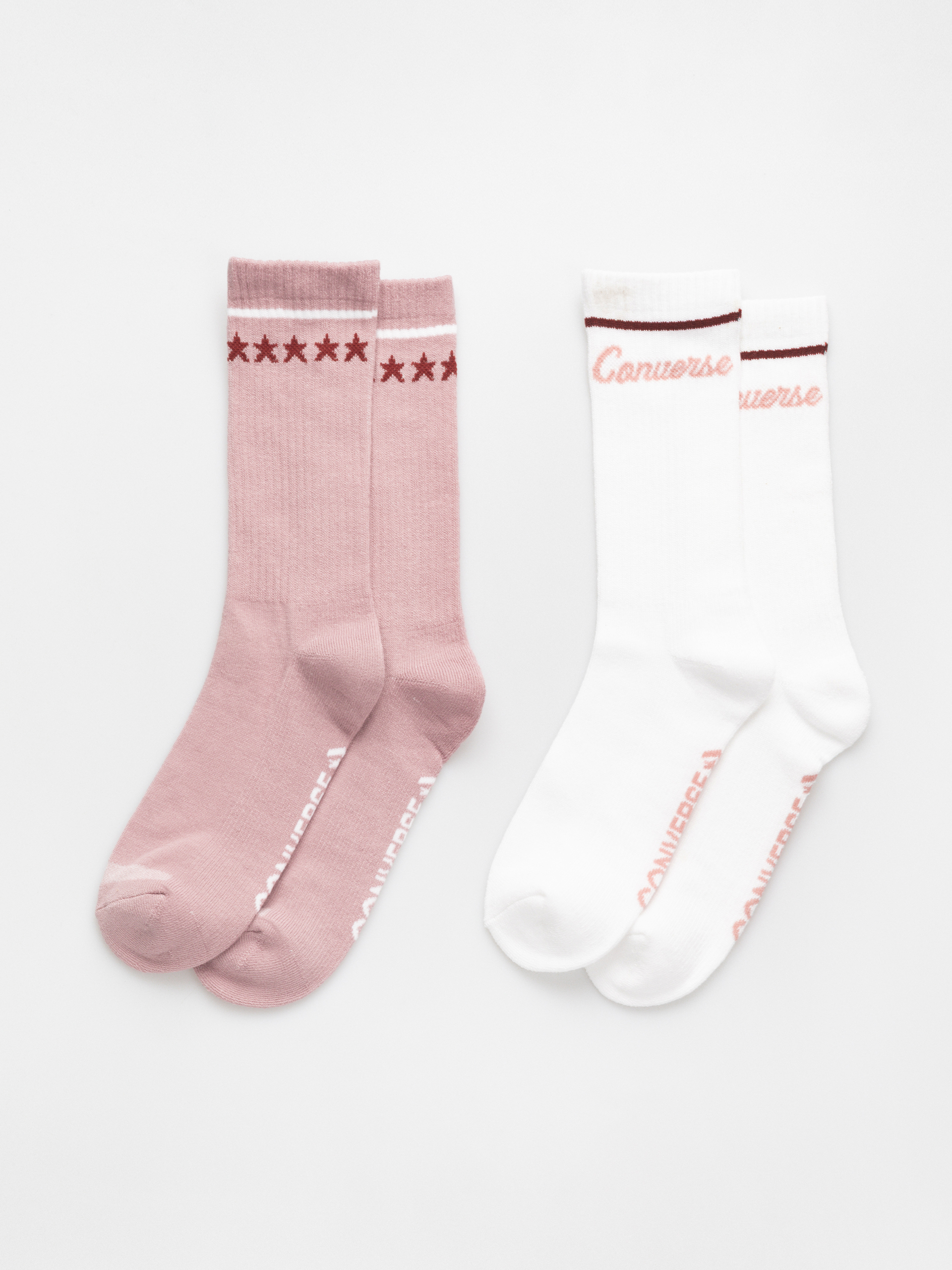 Converse Stars Retro Logo Crew 2Pk Wmn Zokni (white/horizon pink)