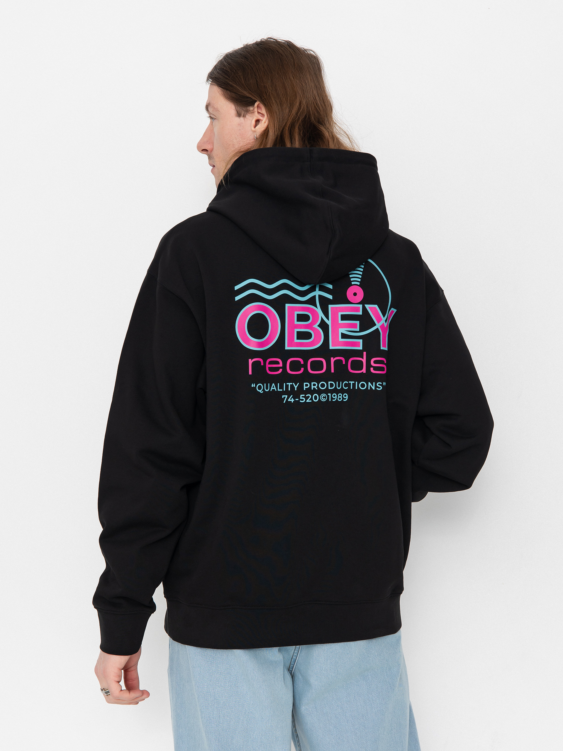 OBEY Records Sound Waves Pulóver (black)