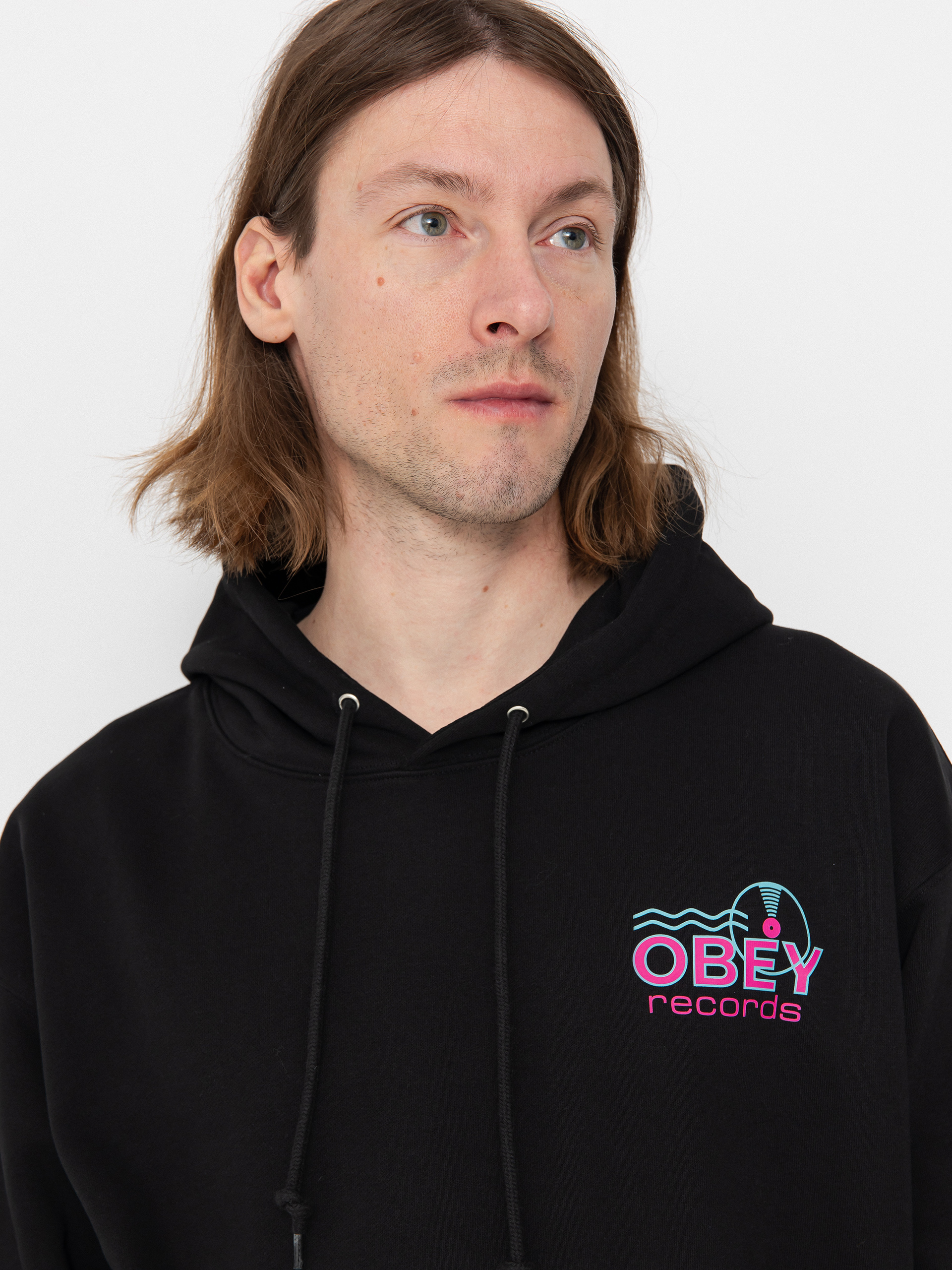OBEY Records Sound Waves Pulóver (black)