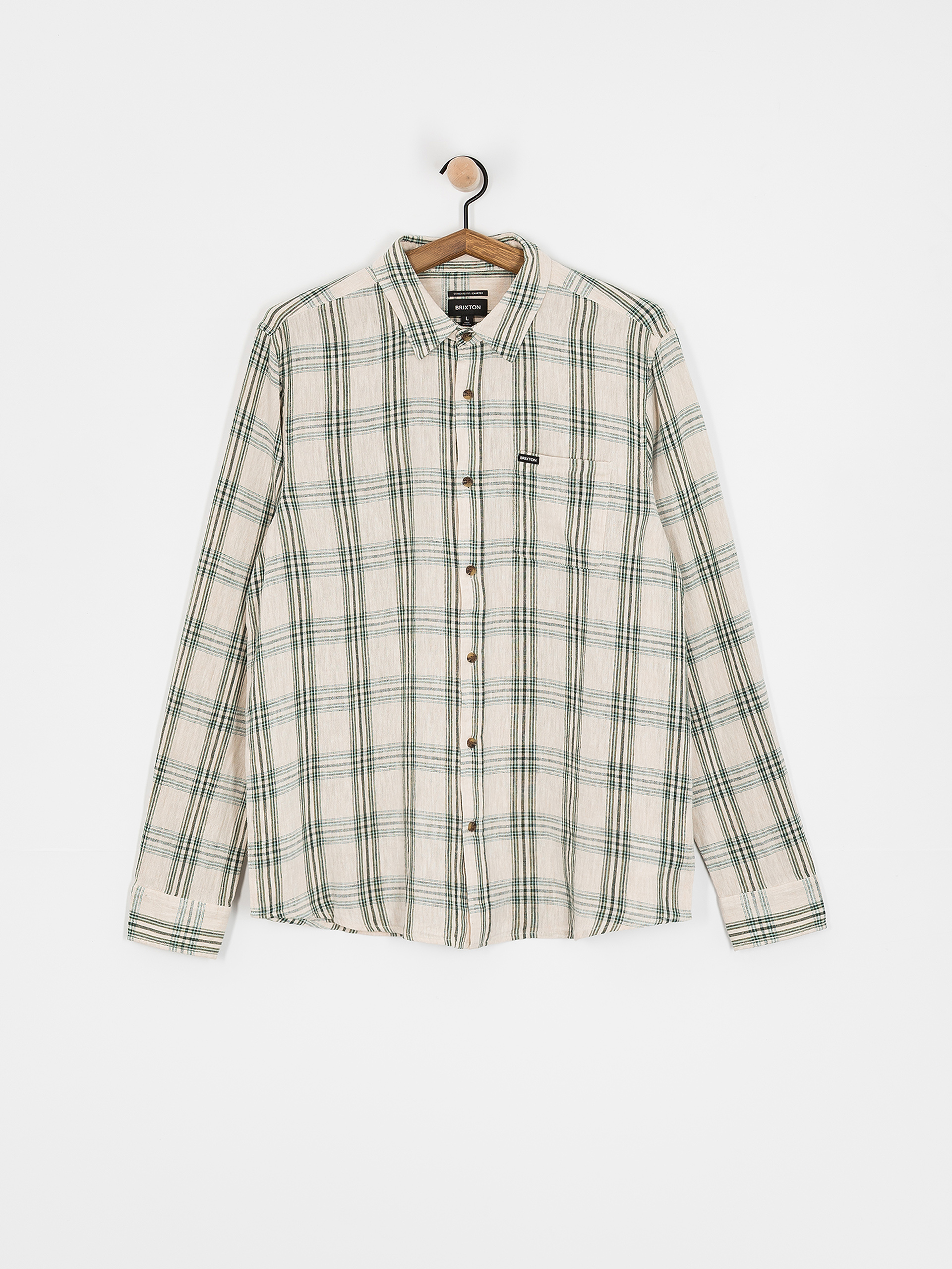 Brixton Charter Linen Blend Ls Ing (off white/ivy green plaid)