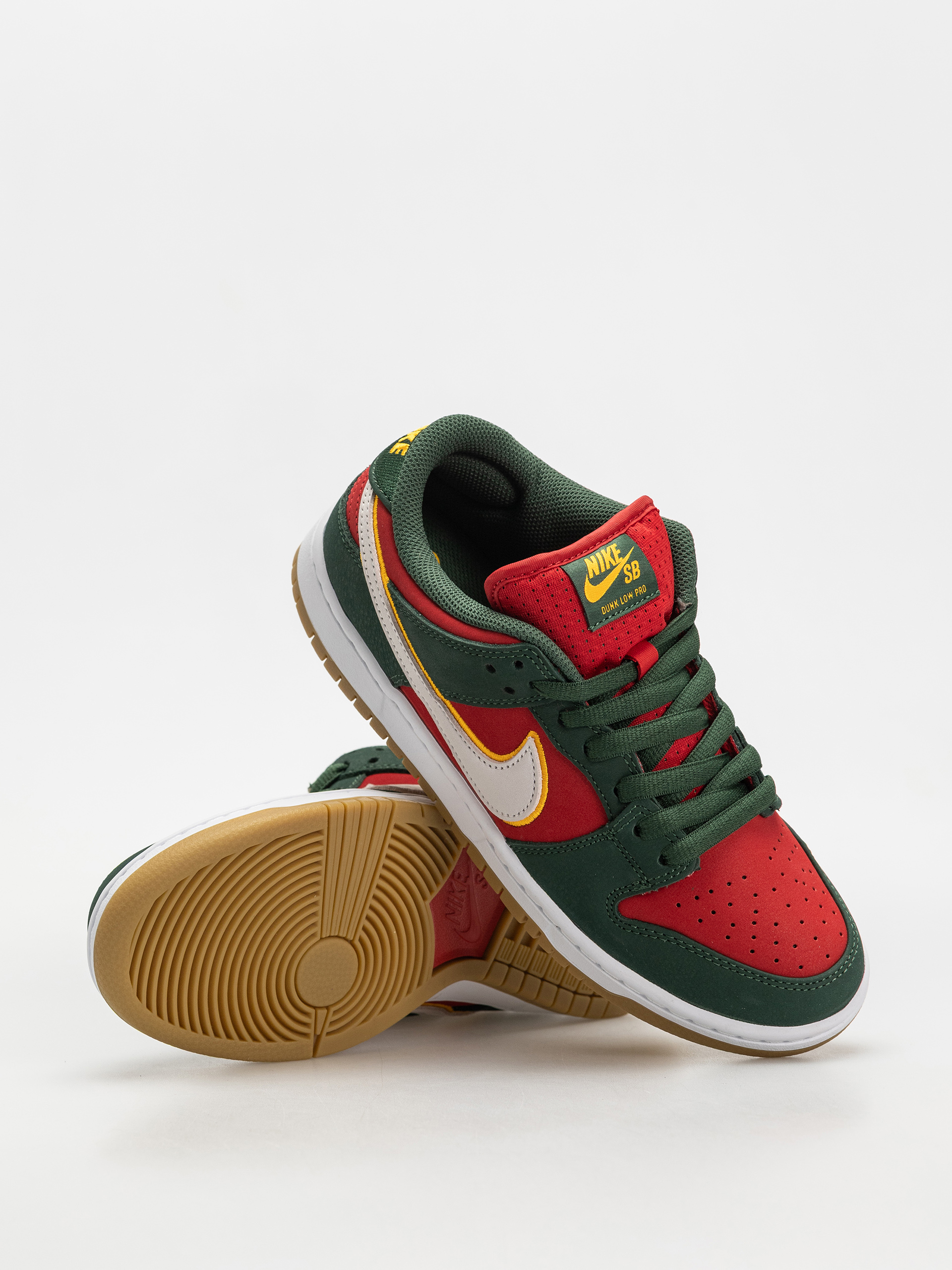 Nike SB Dunk Low Pro Prm Cipők (fir/white university gold fire red)