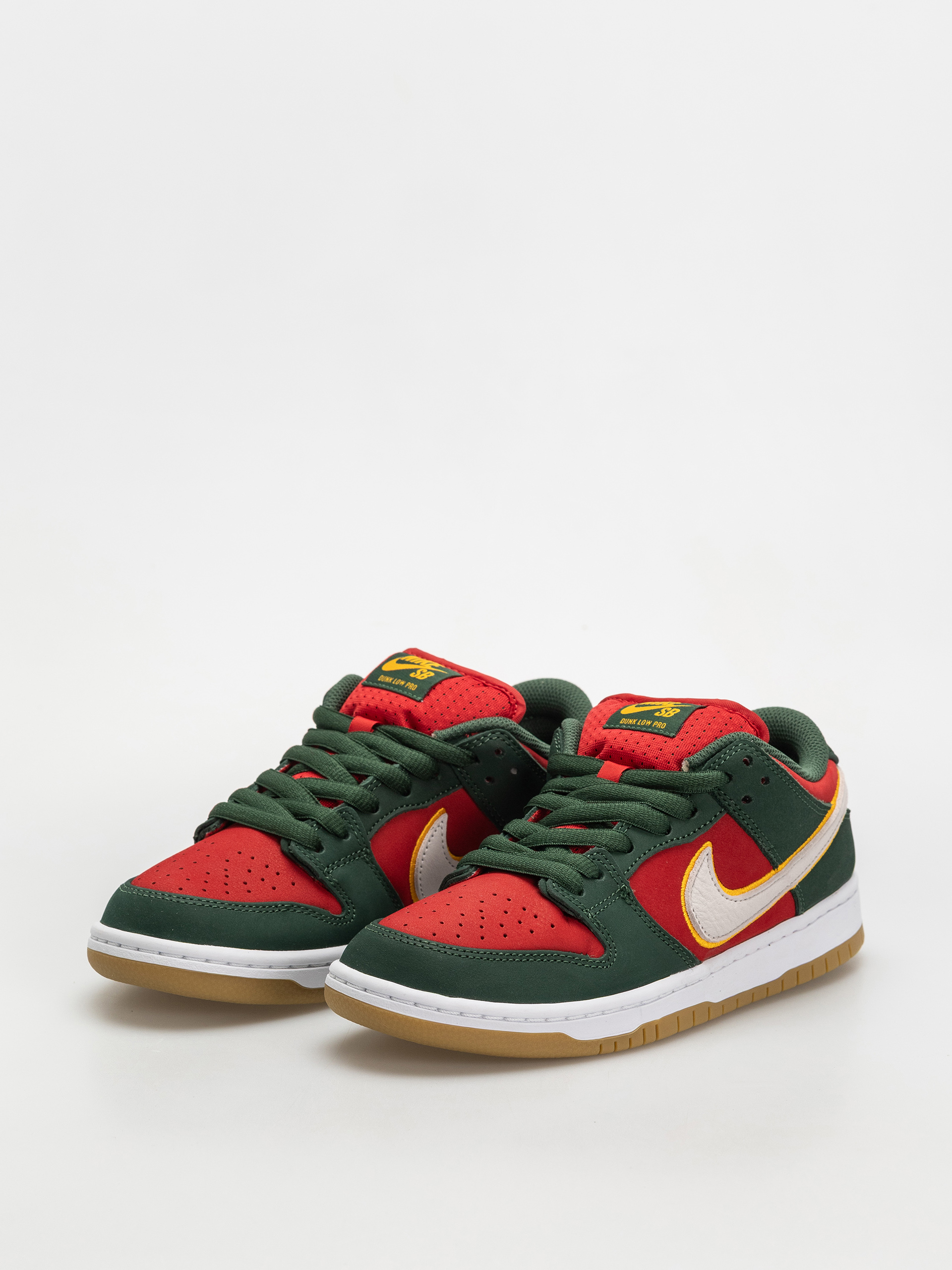Nike SB Dunk Low Pro Prm Cipők (fir/white university gold fire red)