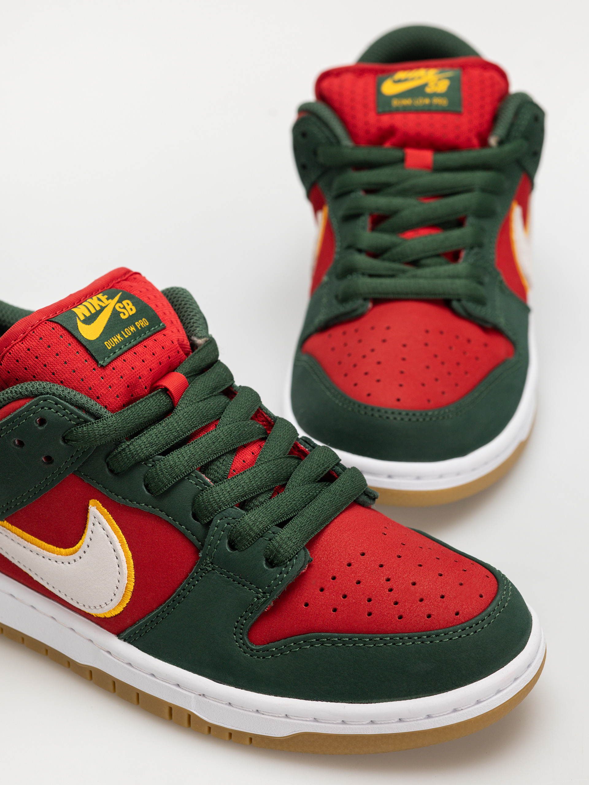 Nike SB Dunk Low Pro Prm Cipők (fir/white university gold fire red)