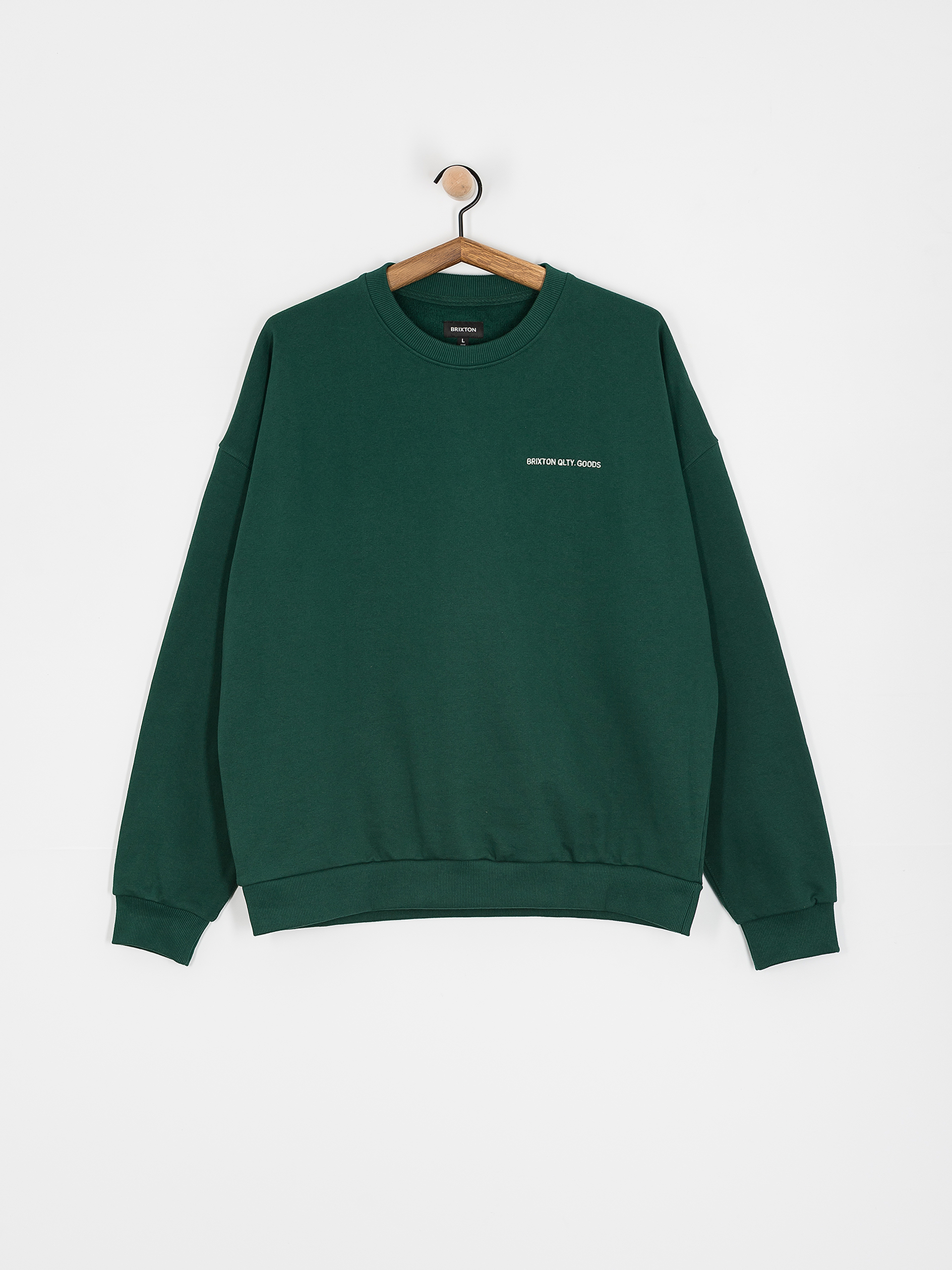 Brixton Embroidered Heavy Weight Crew Pulóver (deep emerald)