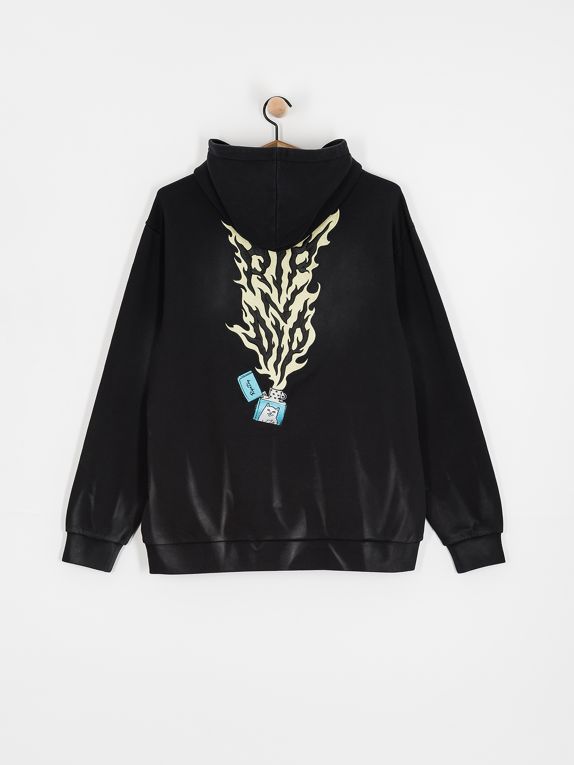 Kapucnis pulóver RipNDip Ripnlit HD (black vintage wash)