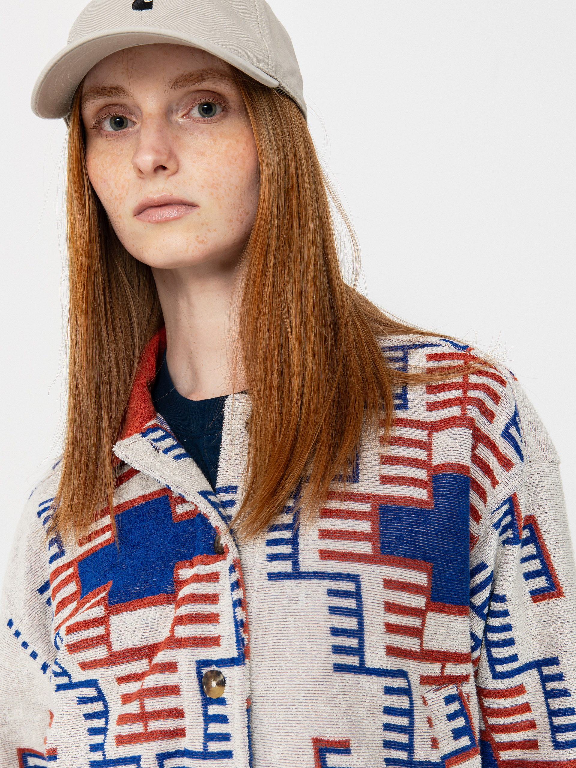 Brixton Trail Terry Cloth Trucker Wmn Dzseki (electronic indigo pattern)