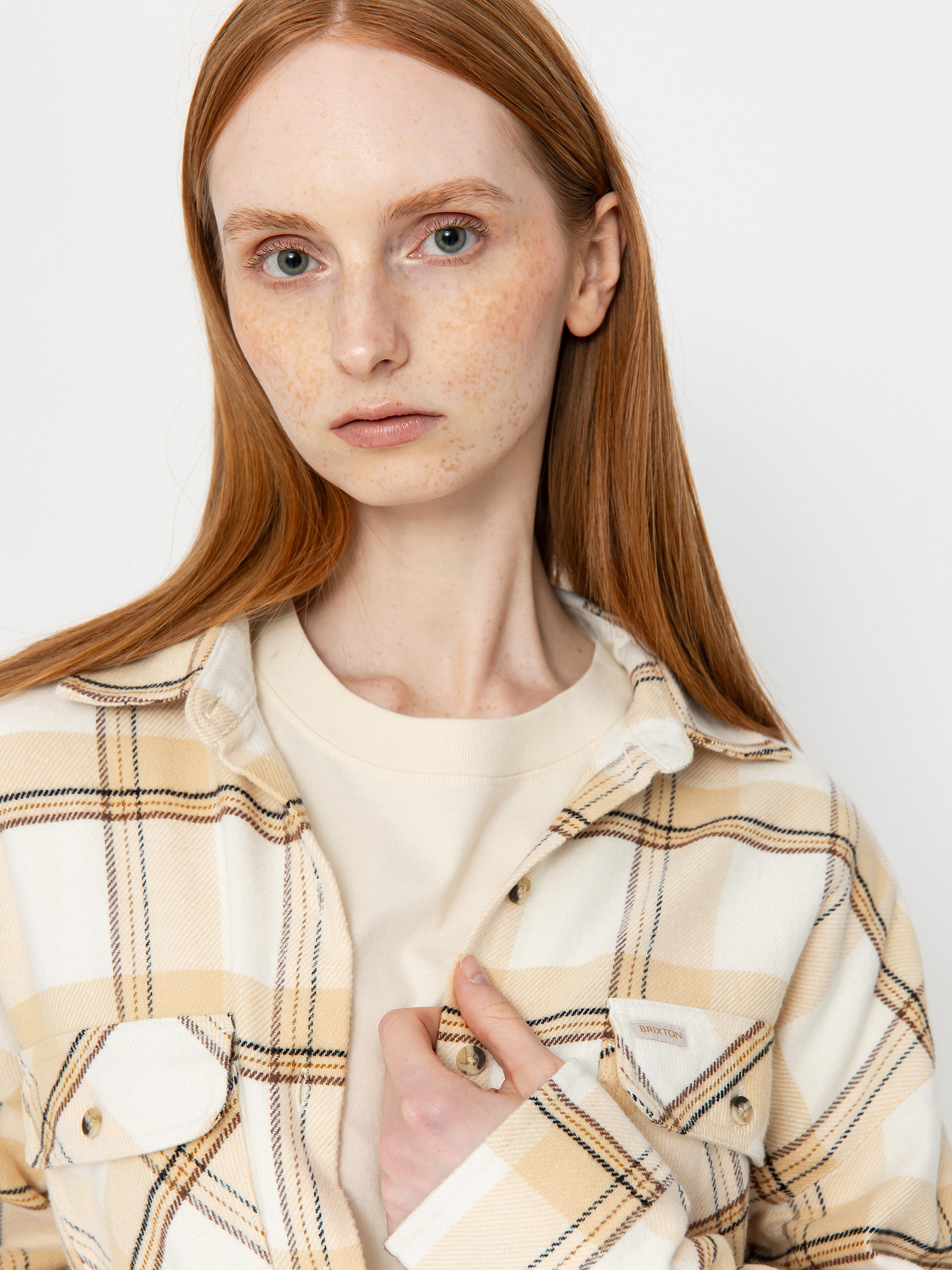 Brixton Bowery Classic Flannel Wmn Ing (off white/semolina/washed copp)