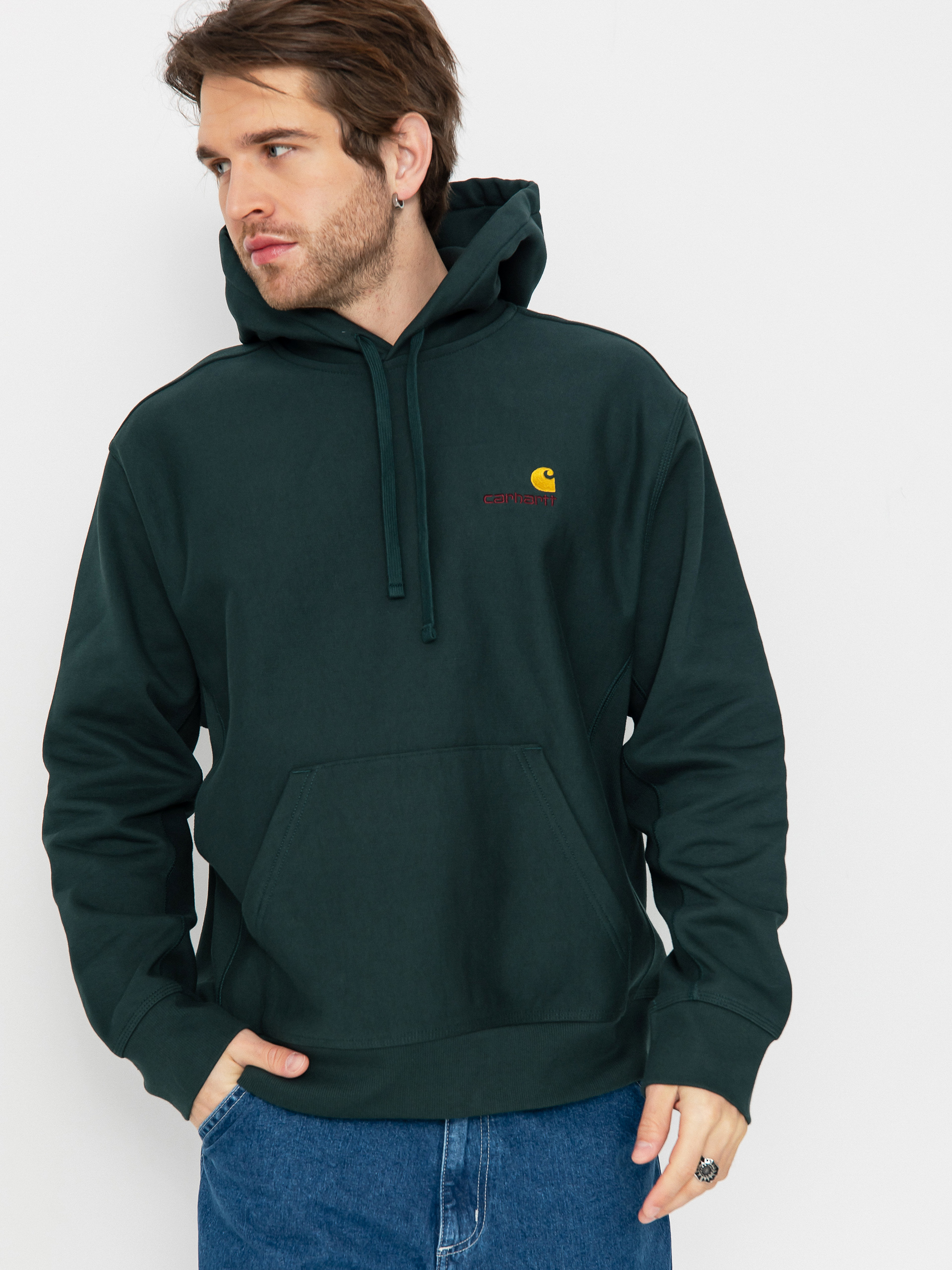 Carhartt WIP American Script HD Kapucnis pulóver (conifer)