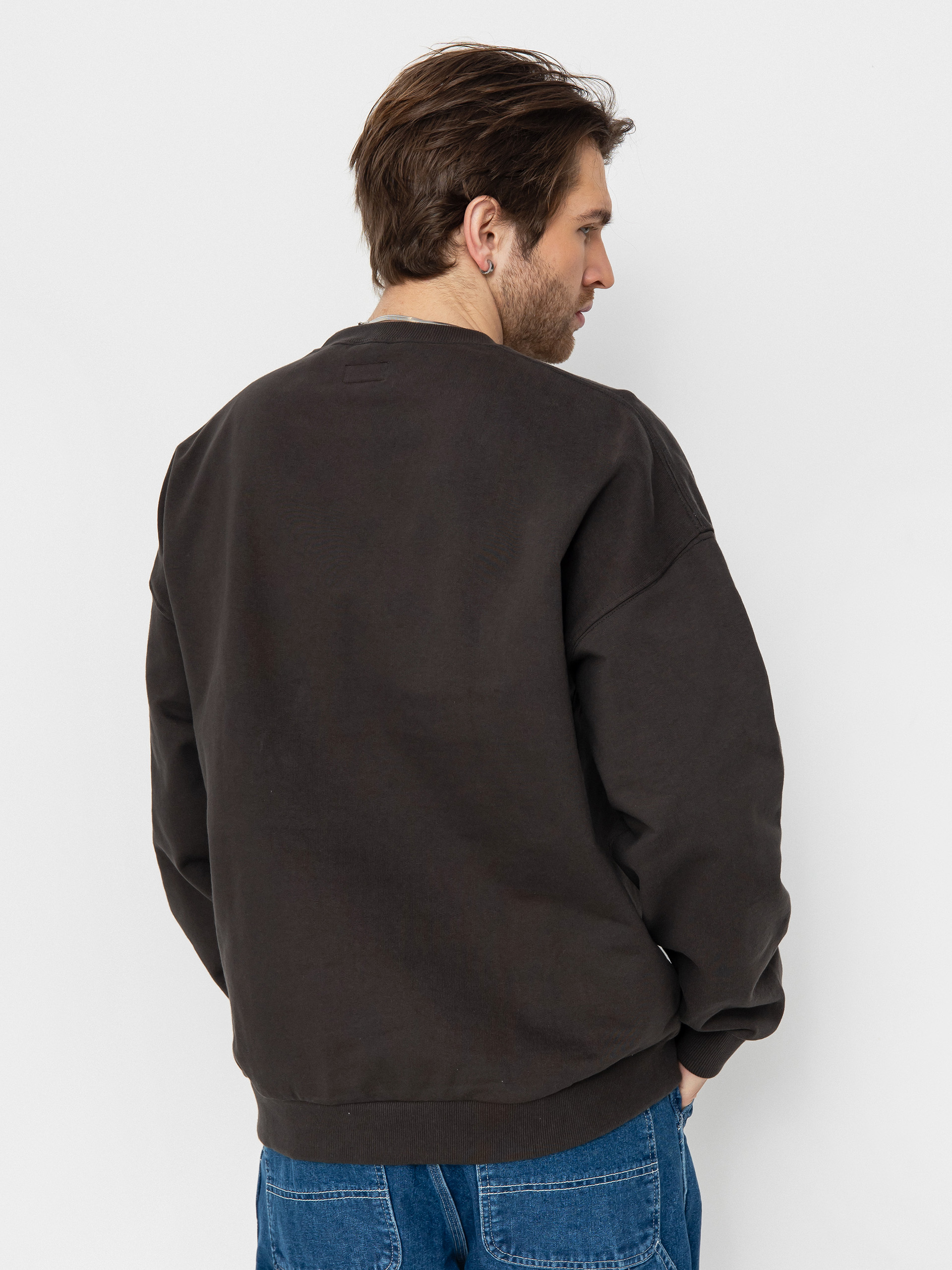 Brixton Embroidered Heavy Weight Crew Pulóver (washed black)