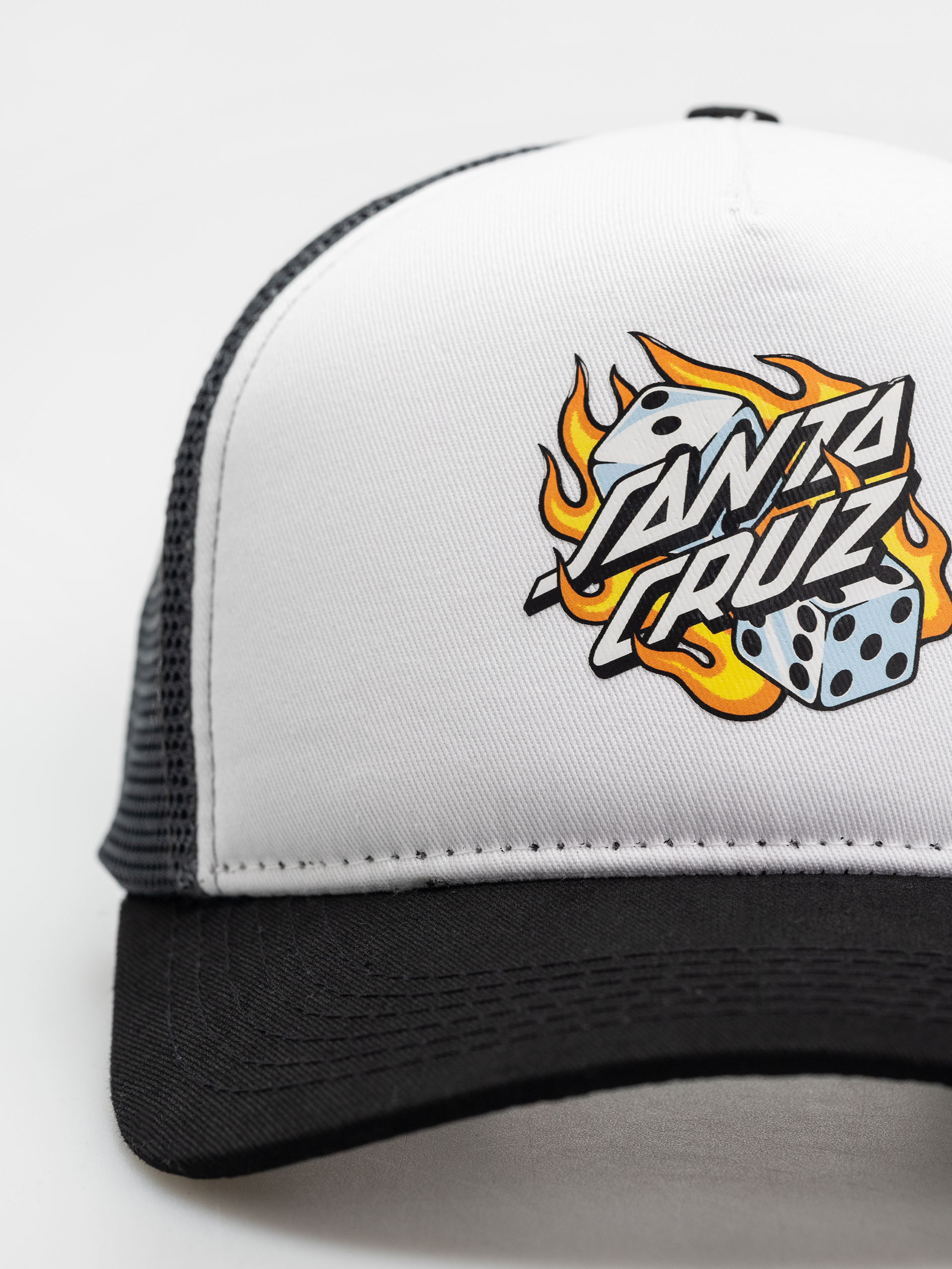 Baseball sapka Santa Cruz Flaming Dice Dot (white/grey)