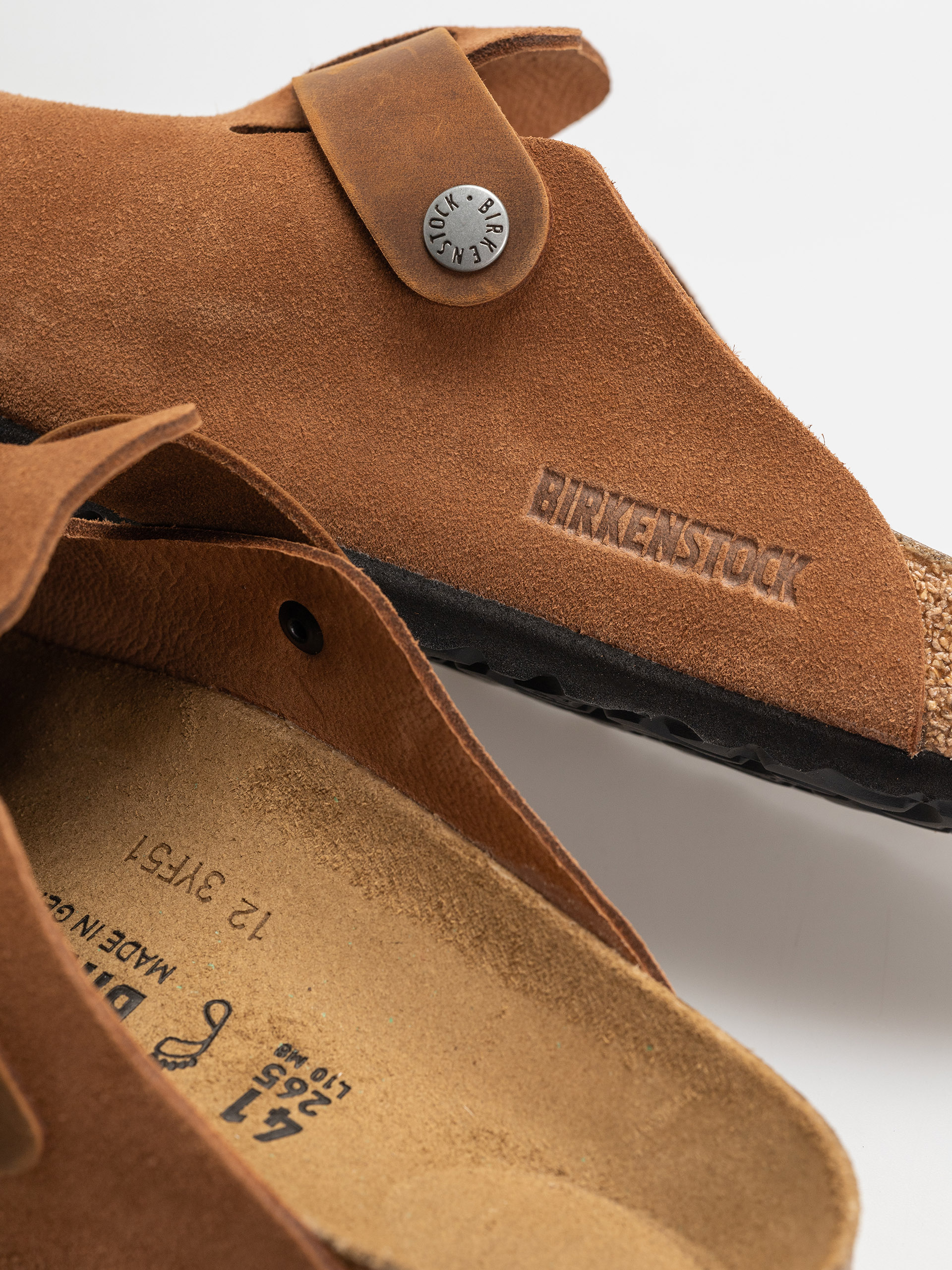 Birkenstock Boston Suede Oiled Leather Regular Flip-flop papucsok (cognac)