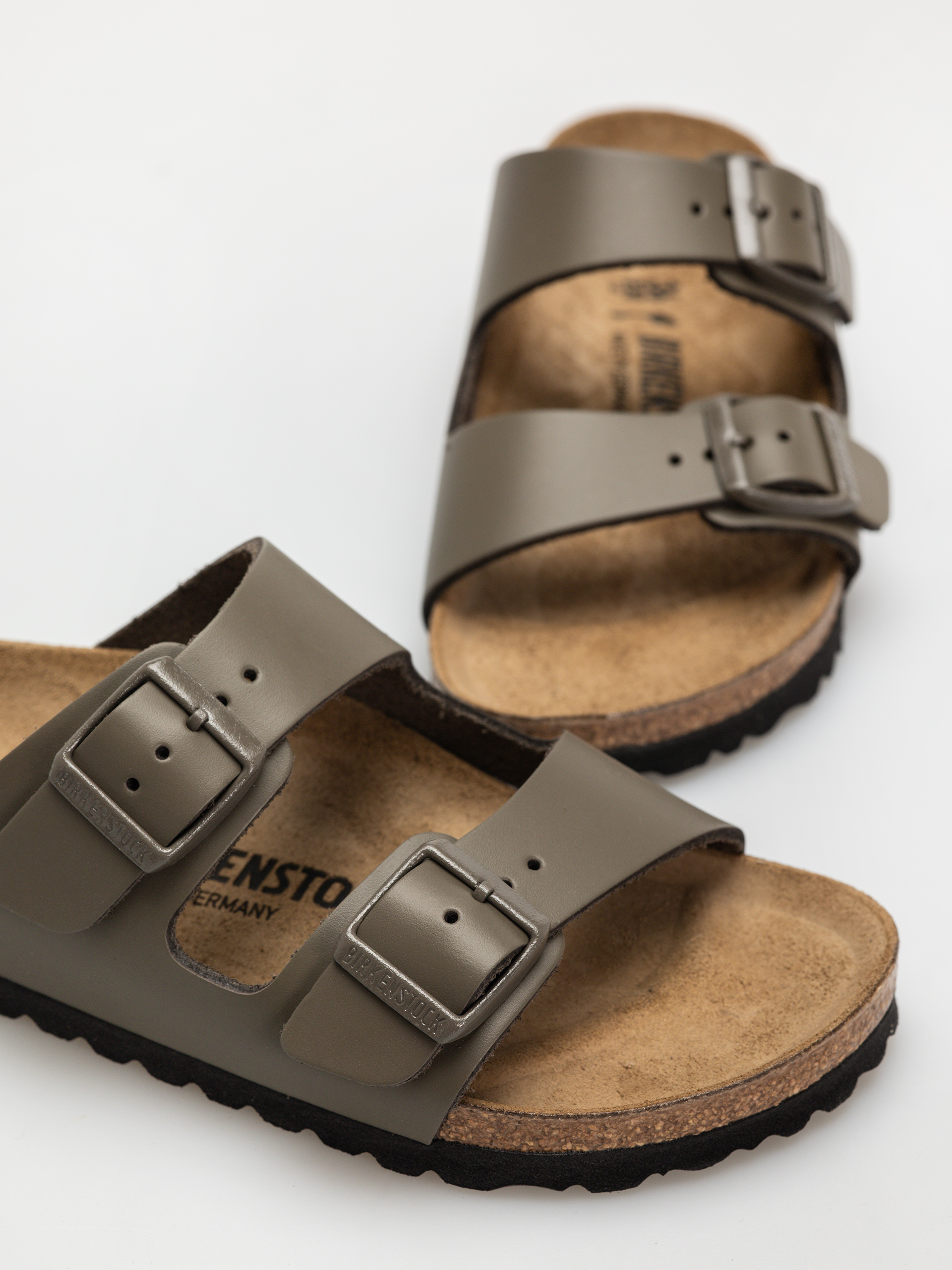 Birkenstock Arizona Natural Leather Narrow Wmn Flip-flop papucsok (concrete gray)