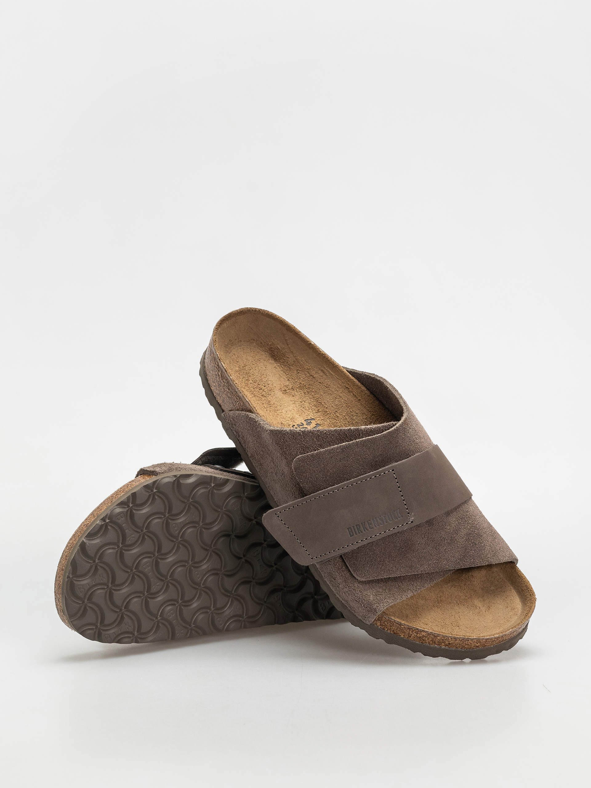 Birkenstock Kyoto Nubuck Suede Leather Regular Flip-flop papucsok (concrete gray)