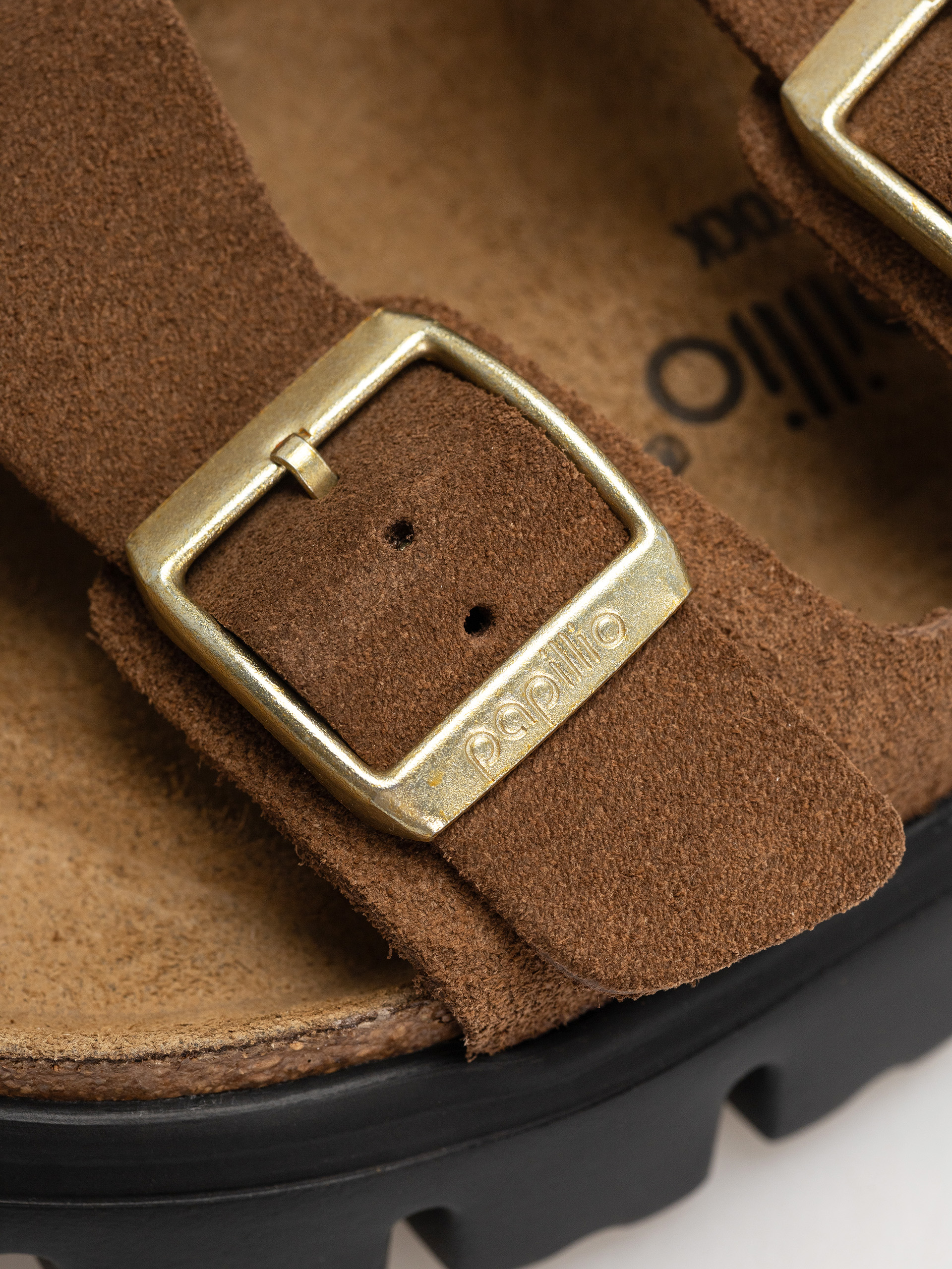 Flip-flop papucsok Birkenstock Arizona Chunky Suede Narrow Wmn (dark tea/black)