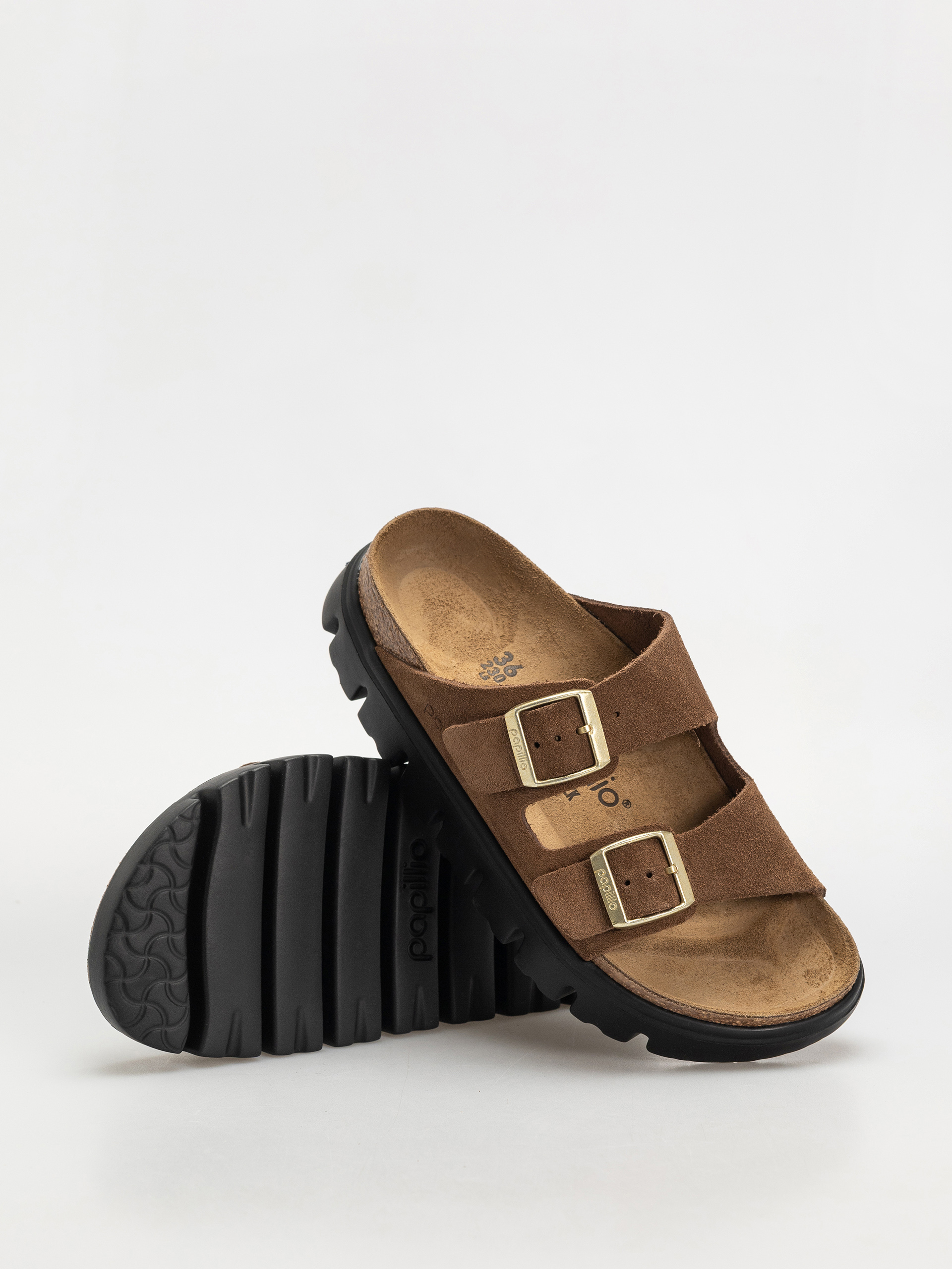 Flip-flop papucsok Birkenstock Arizona Chunky Suede Narrow Wmn (dark tea/black)