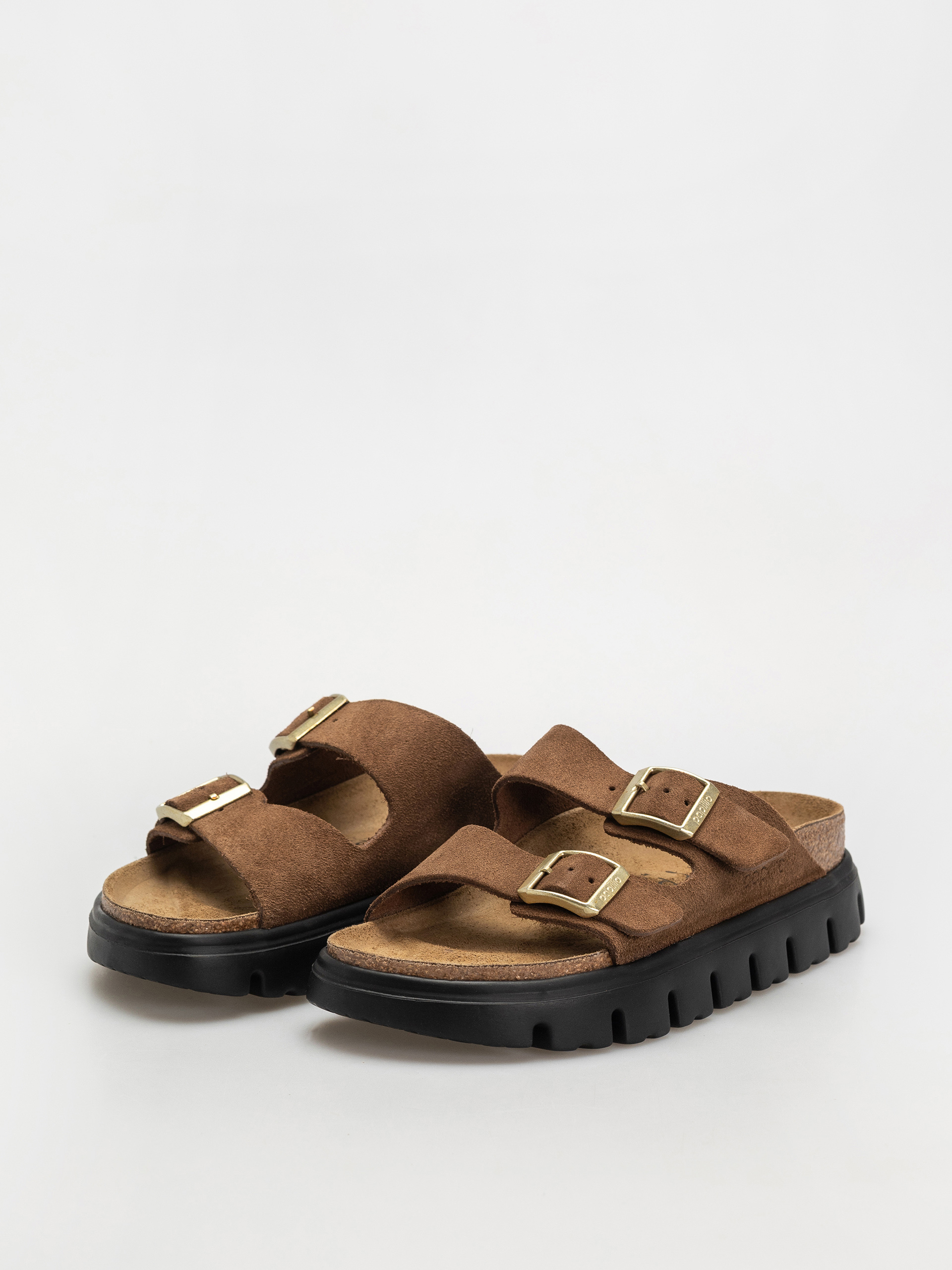 Flip-flop papucsok Birkenstock Arizona Chunky Suede Narrow Wmn (dark tea/black)