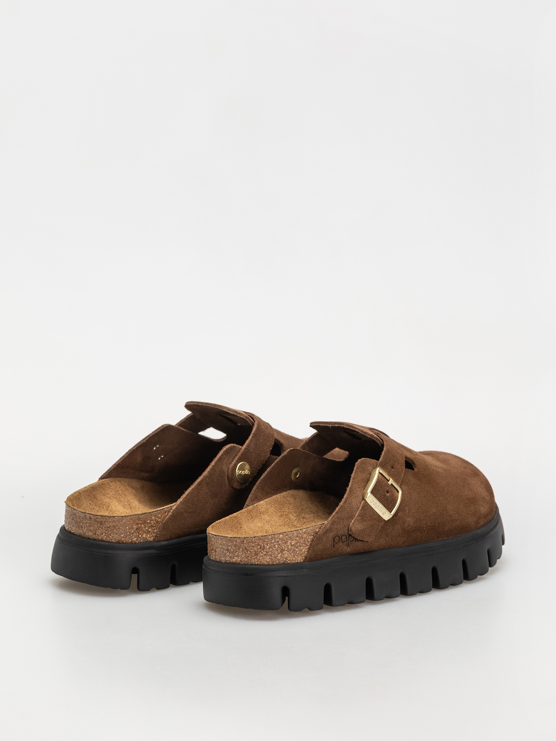 Flip-flop papucsok Birkenstock Boston Chunky Suede Narrow Wmn (dark tea/black)