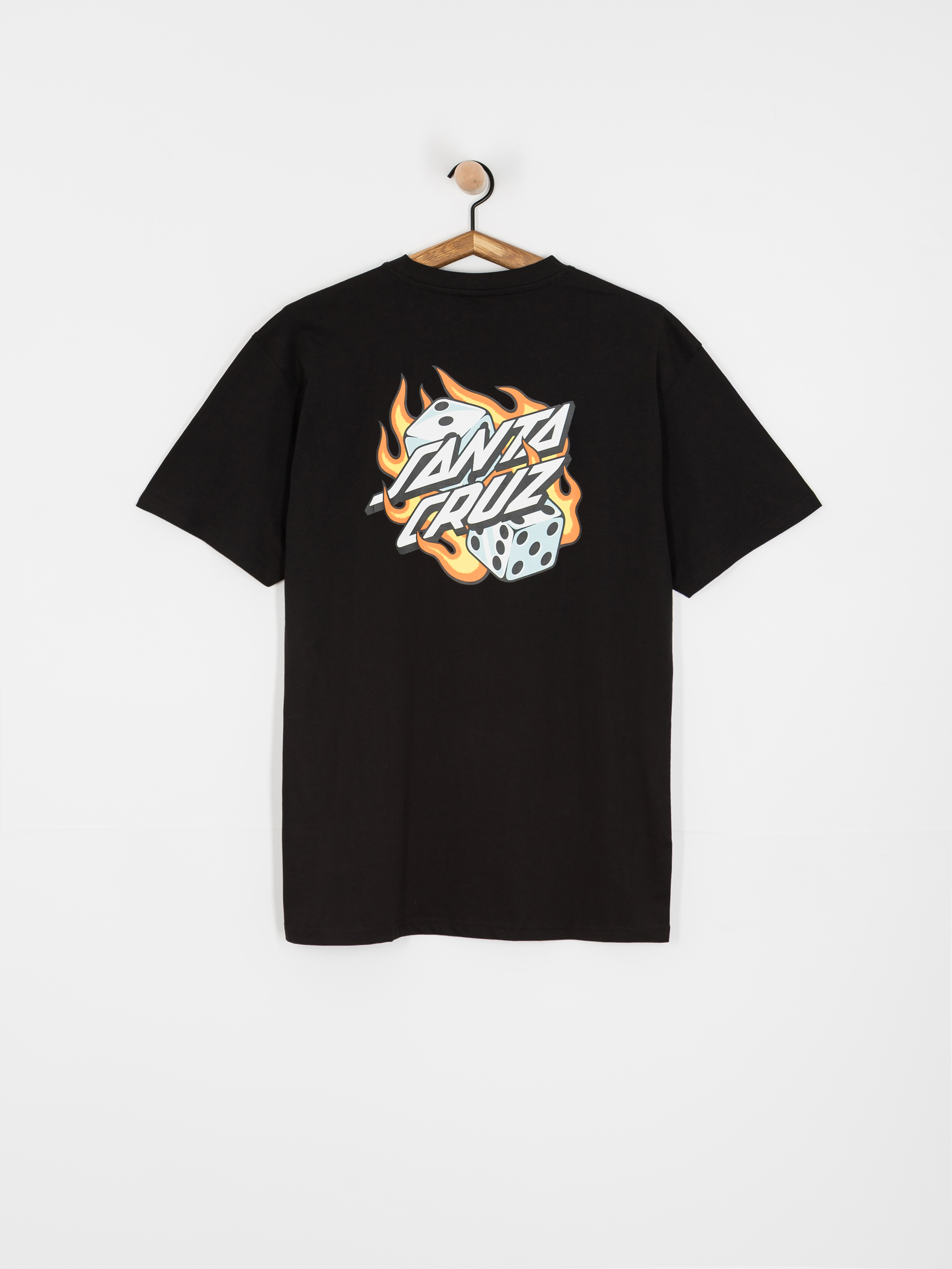 Santa Cruz Flaming Dice Dot Chest Póló (black)