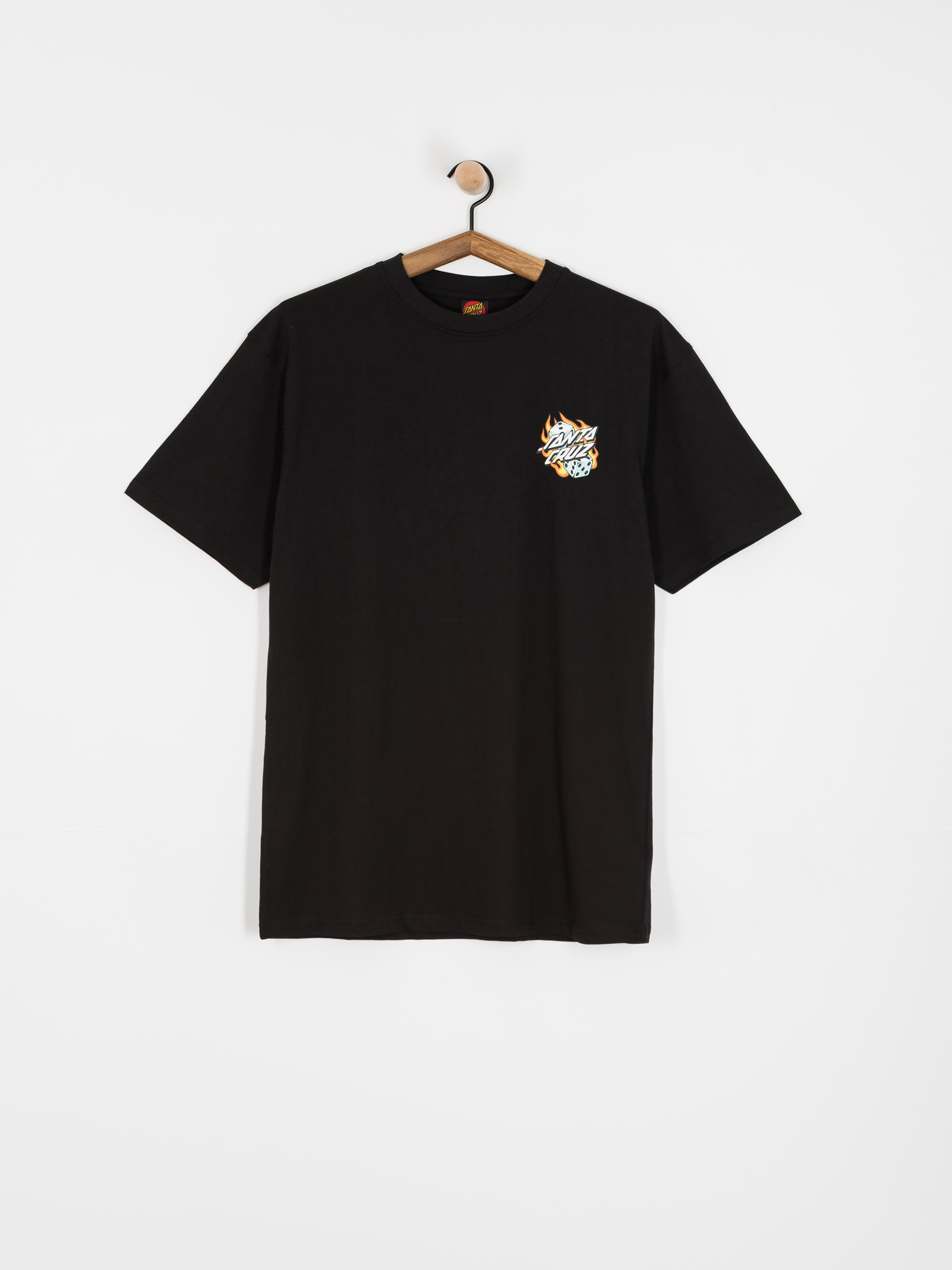 Santa Cruz Flaming Dice Dot Chest Póló (black)