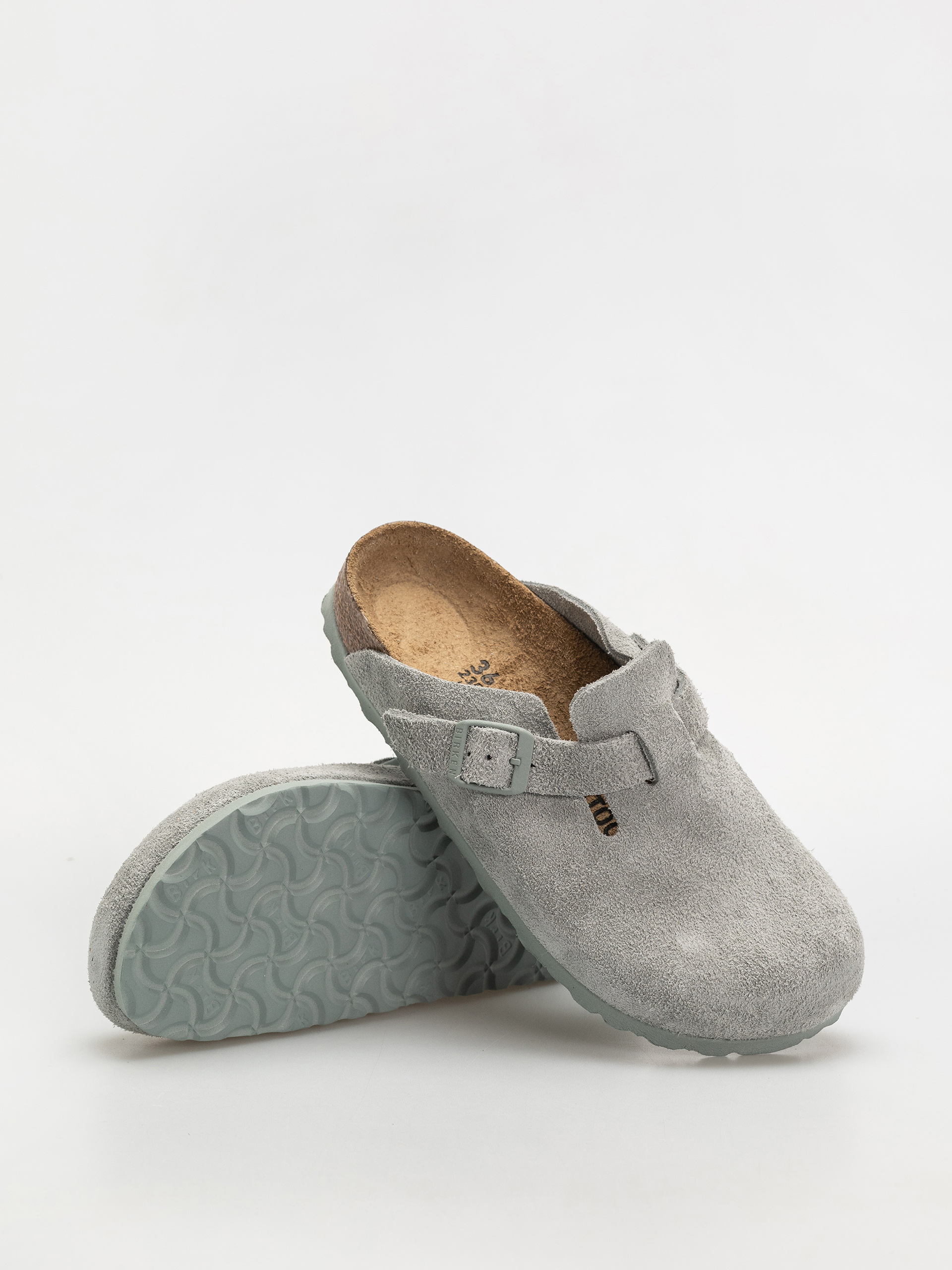 Flip-flop papucsok Birkenstock Boston Suede Leather Narrow Wmn (pure sage)